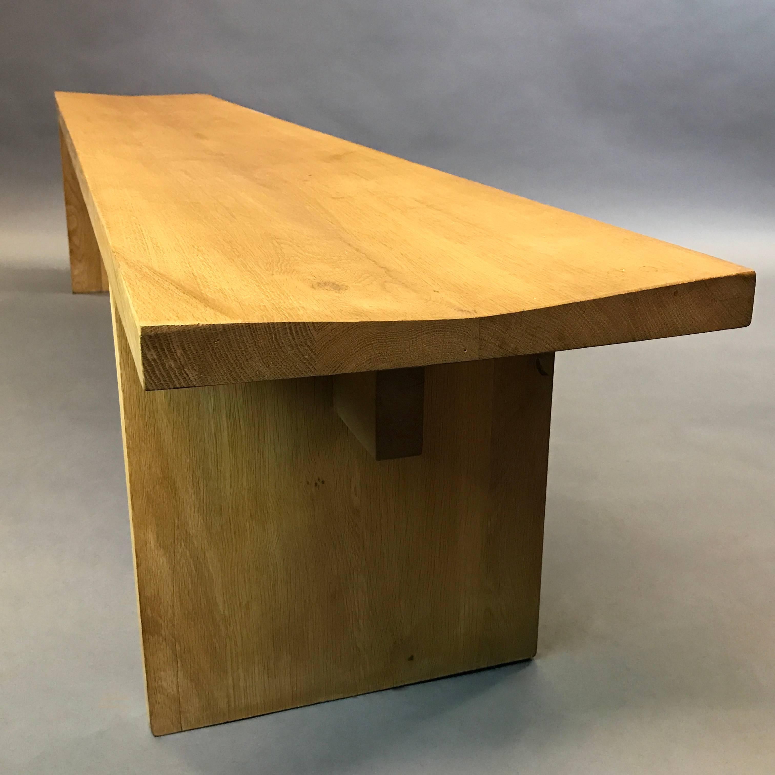 Late 20th Century Minimal Craftsman Made Oak Bench