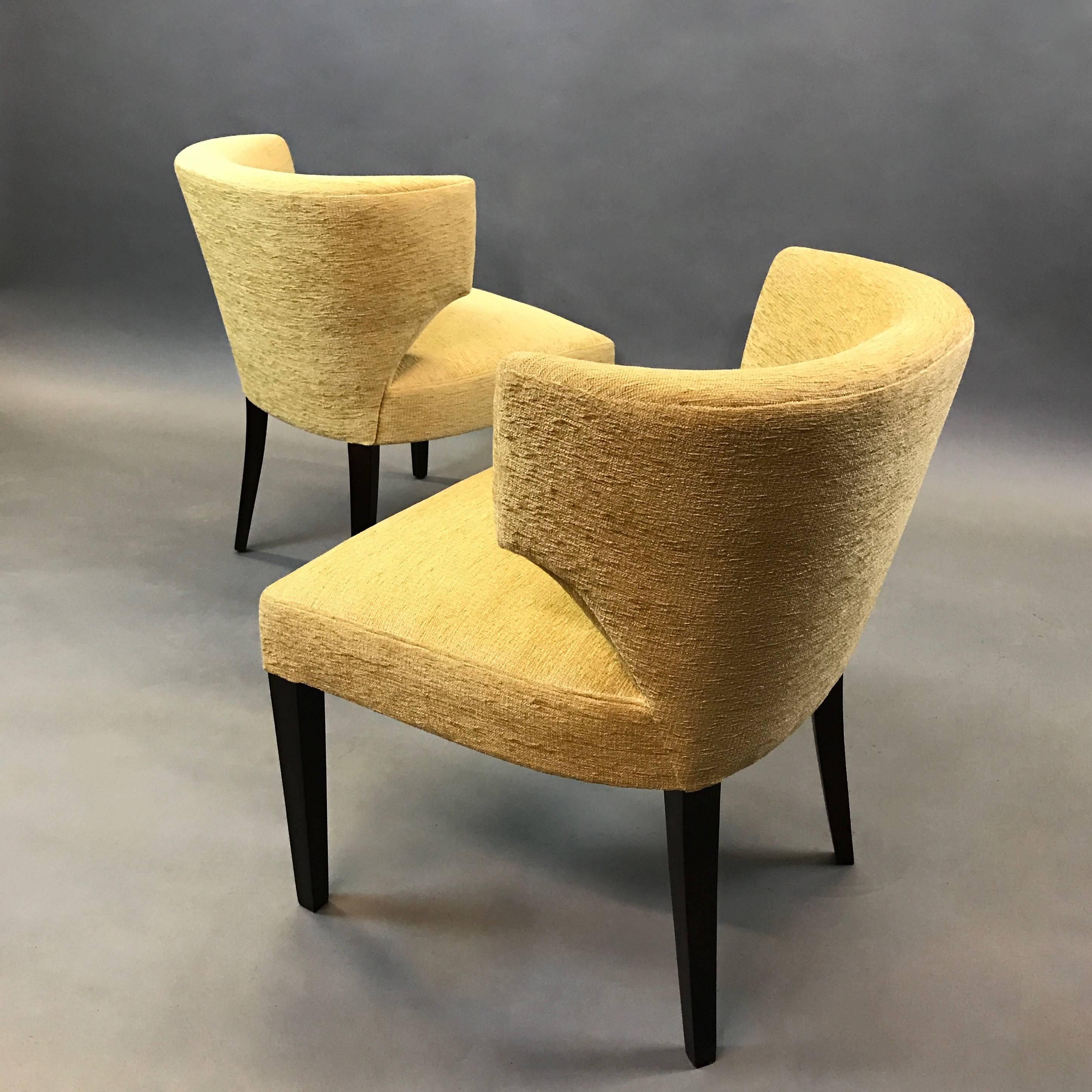 Mid-20th Century Pair of Hollywood Regency Upholstered Klismos Slipper Chairs