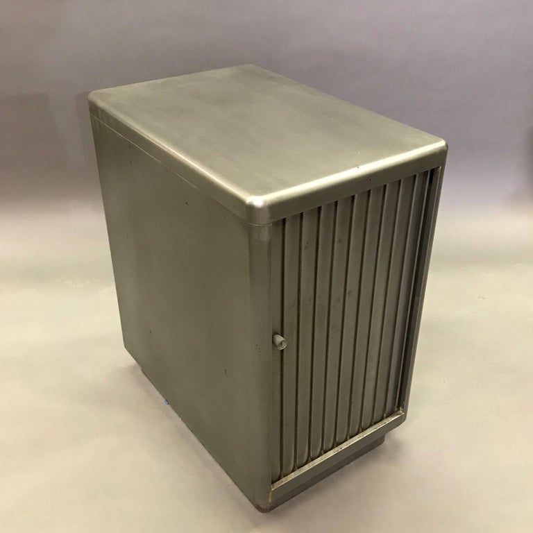Industrial Brushed Steel Tambour Door Office Storage at 1stDibs