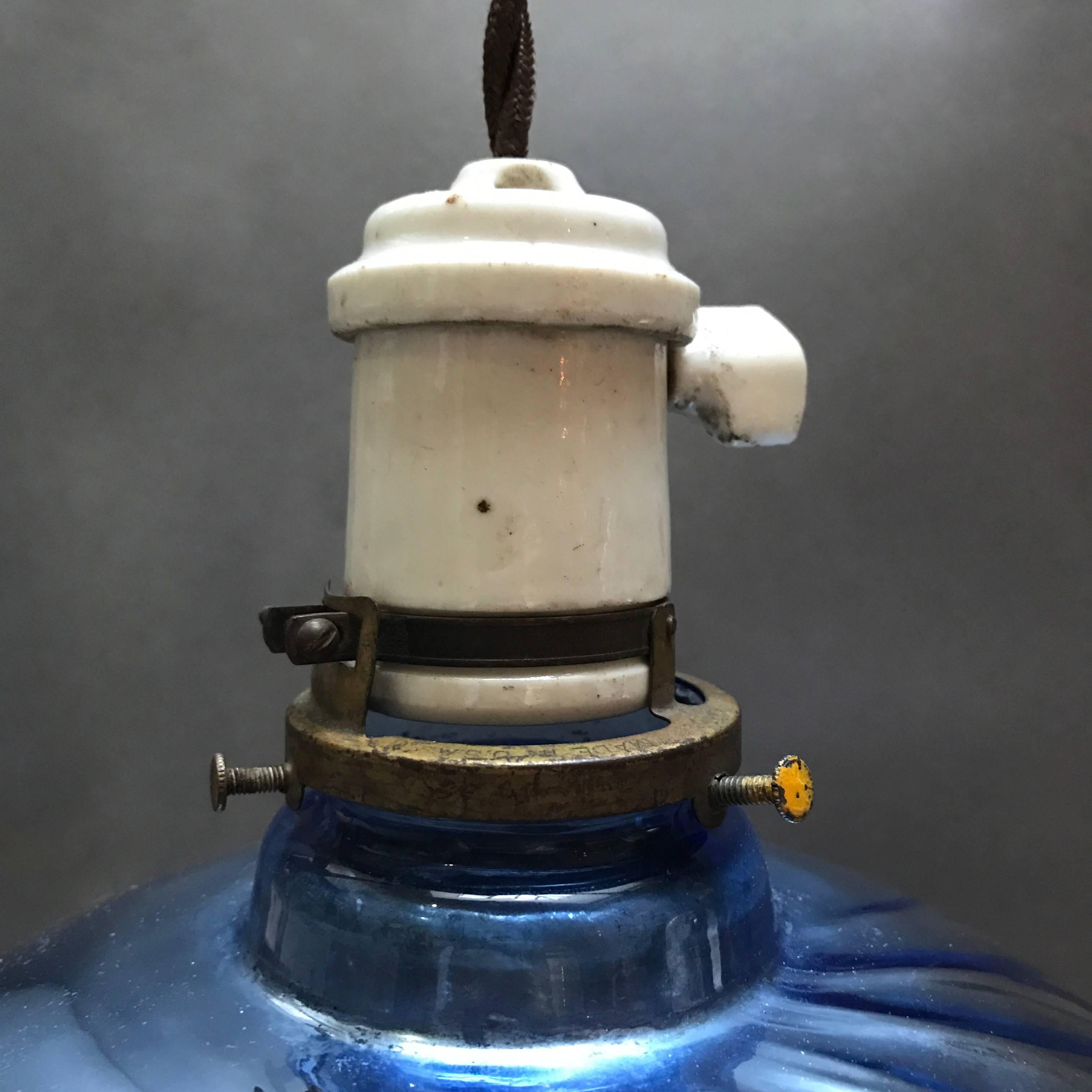 blue glass pendant light