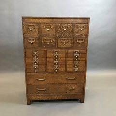 Globe Wernicke Tiger Oak and Brass Multi Drawer Office Cabinet