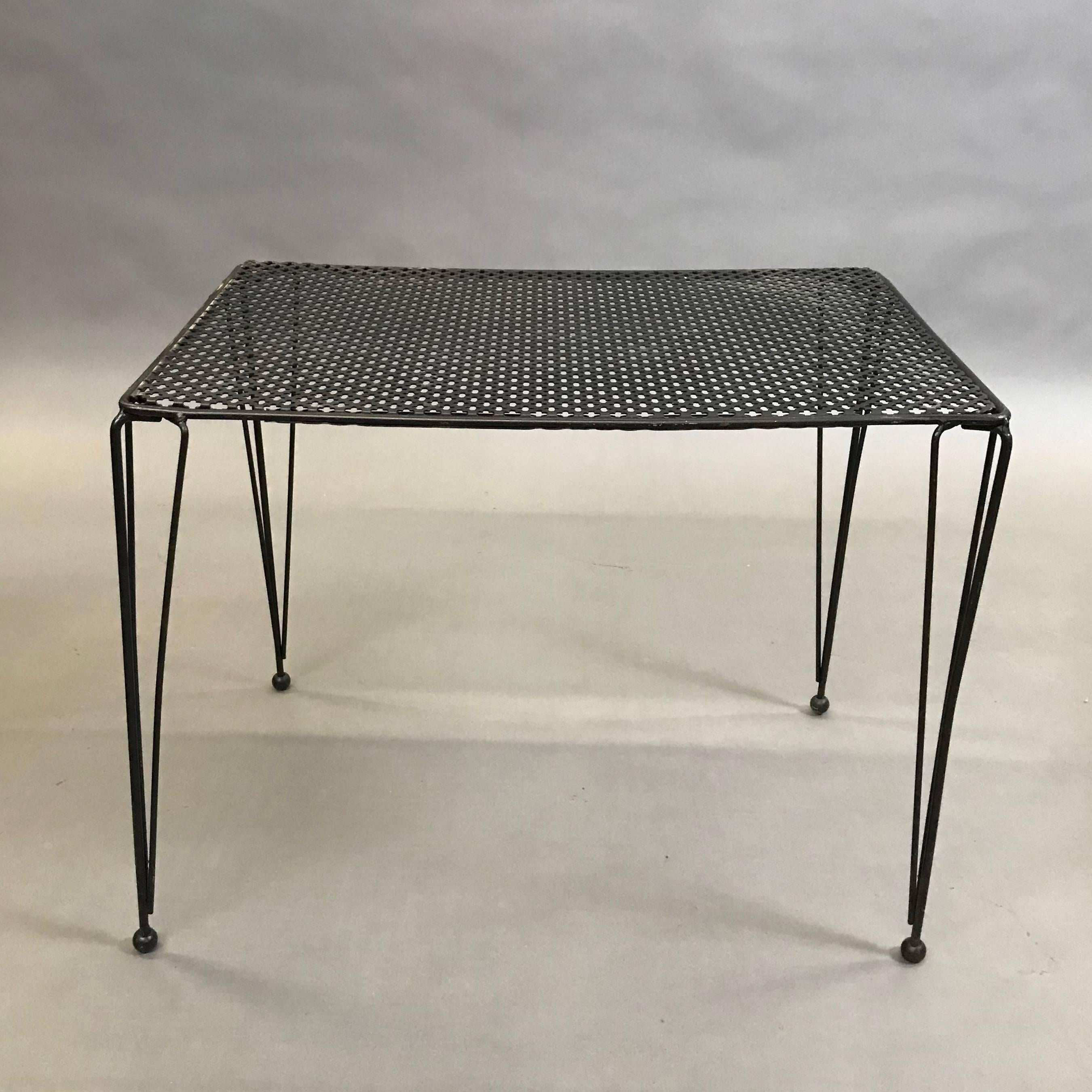 American Mid-Century Modern Wrought Iron Mesh Side Table