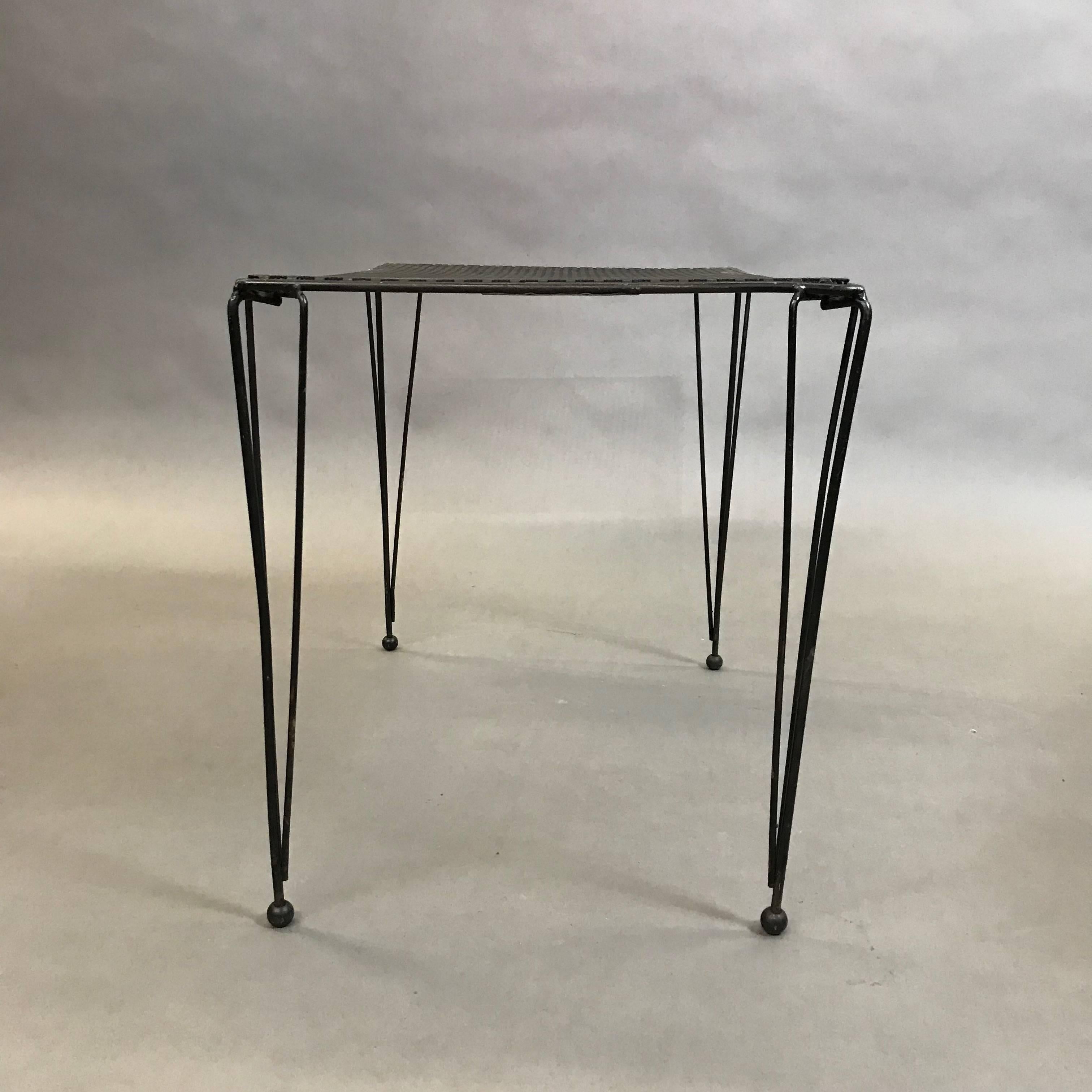 Mid-Century Modern Wrought Iron Mesh Side Table 2