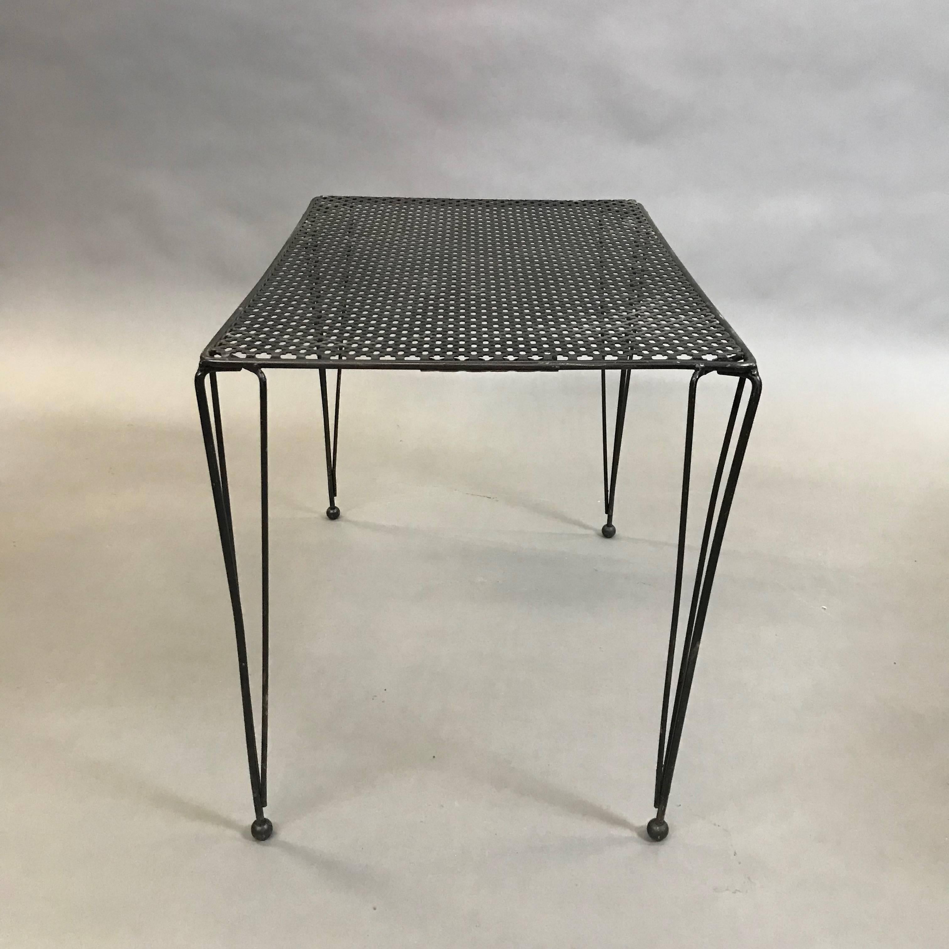 20th Century Mid-Century Modern Wrought Iron Mesh Side Table