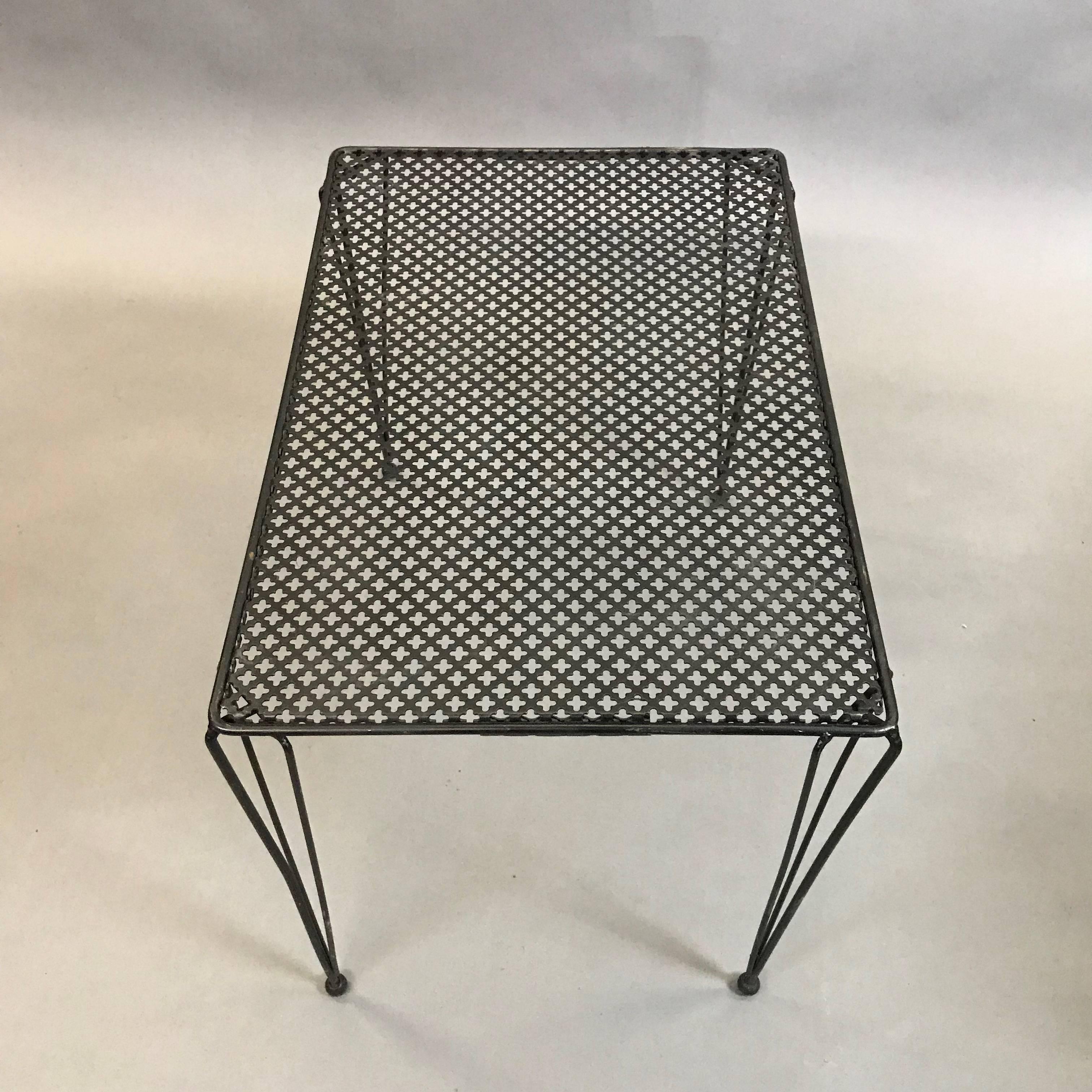 Mid-Century Modern Wrought Iron Mesh Side Table 1
