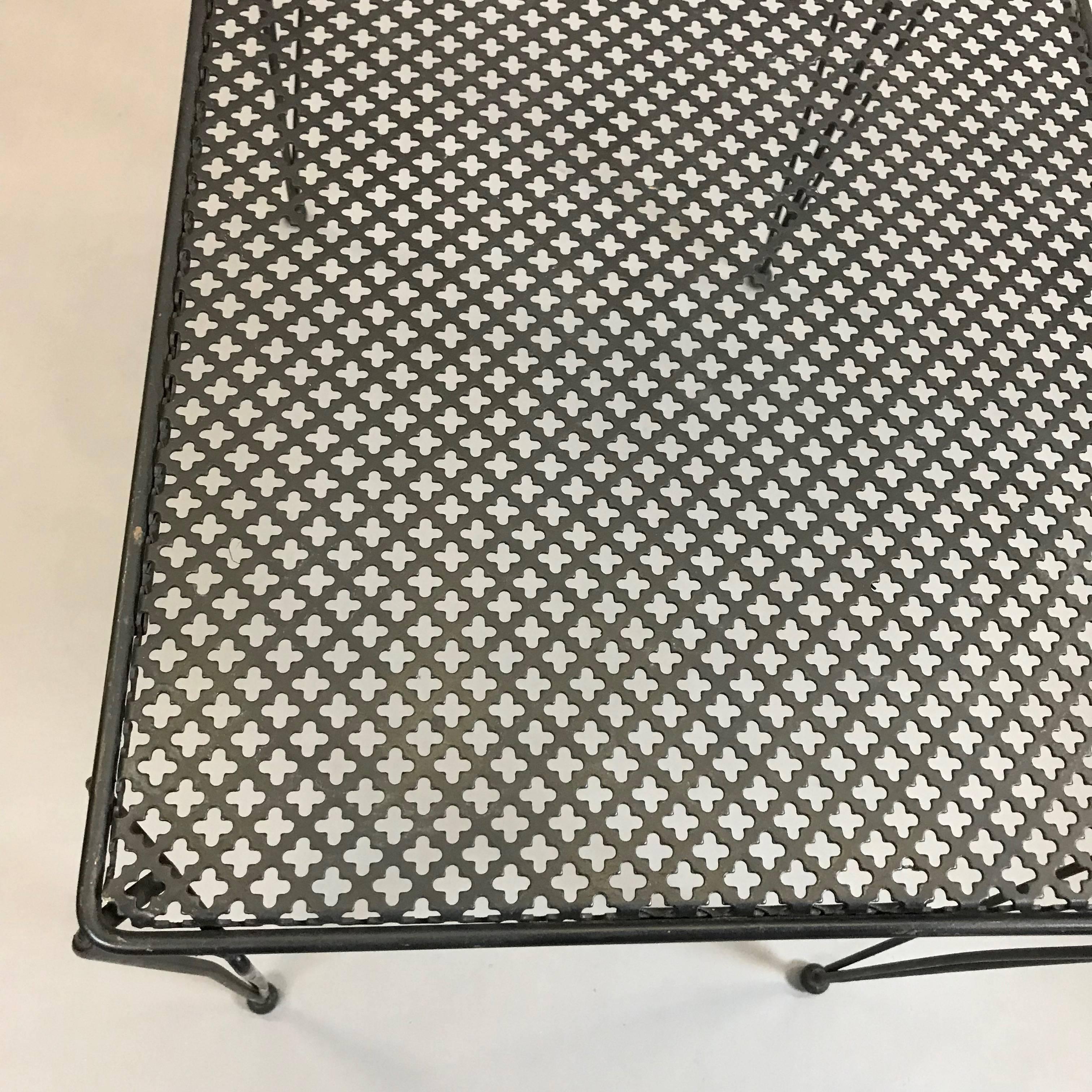 Mid-Century Modern Wrought Iron Mesh Side Table 3