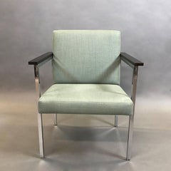 Mid-Century Modern Upholstered Chrome Armchair
