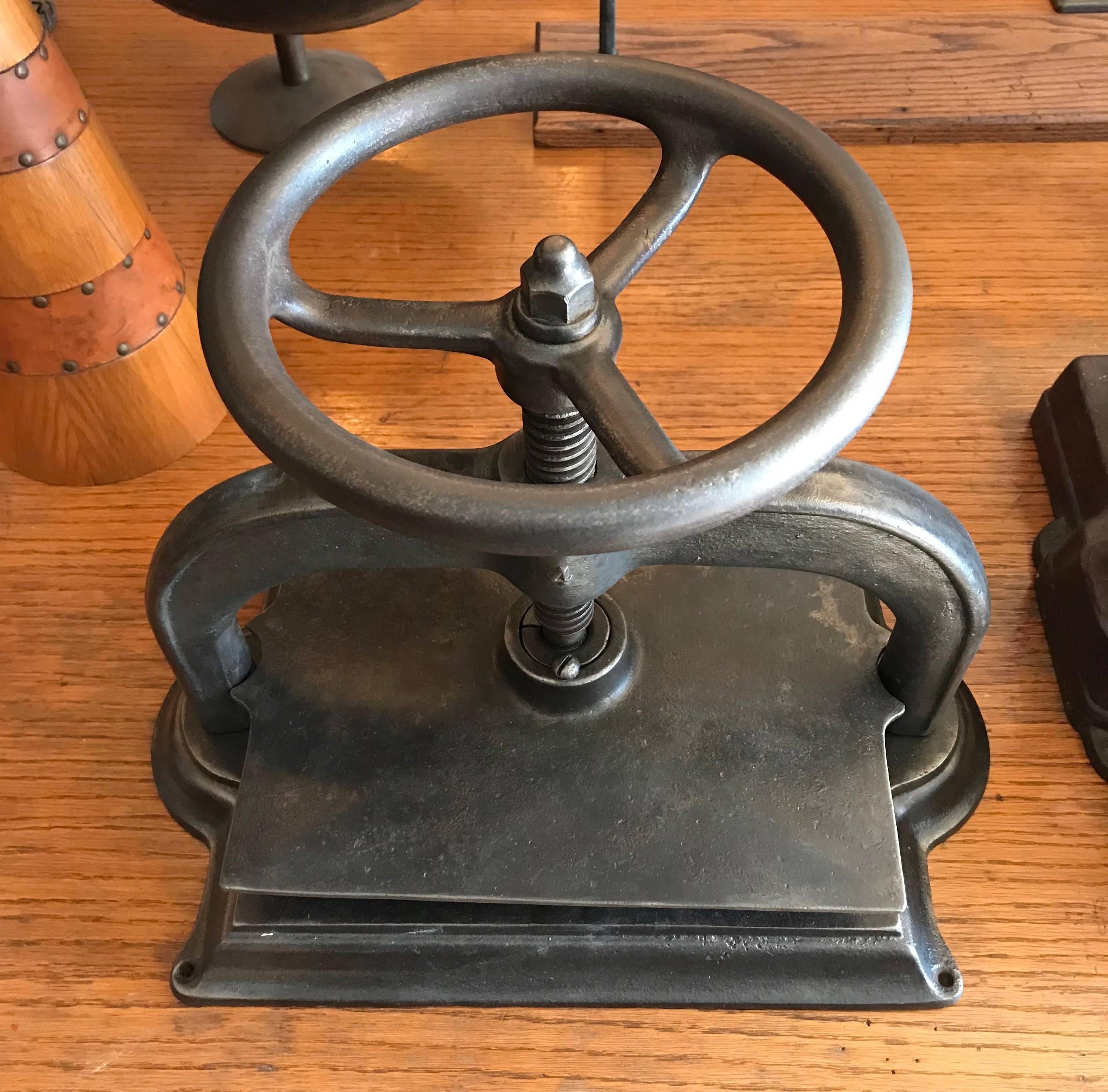 Late 19th Century Industrial Brushed Steel Book Press 2