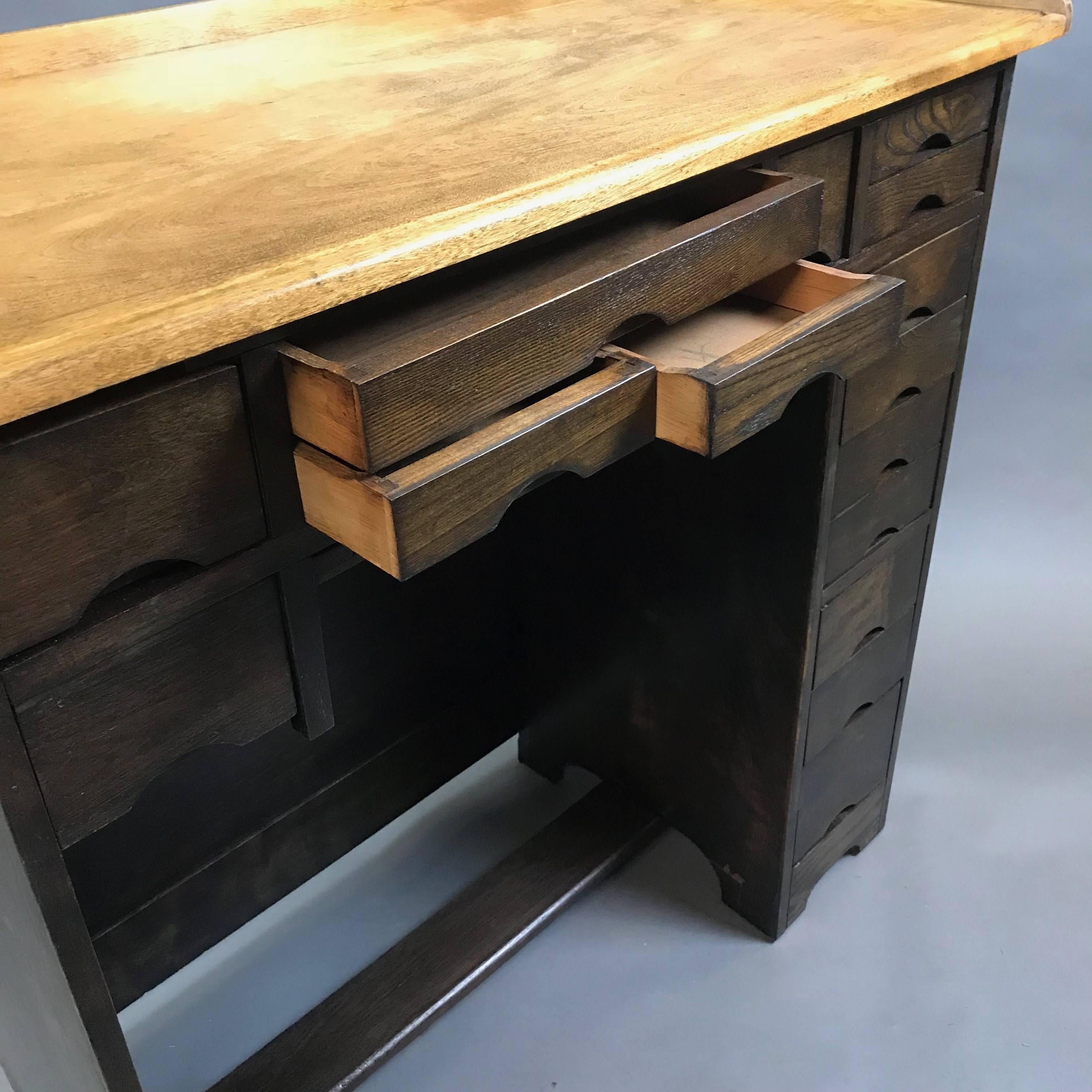 Industrial 1920s Two-Tone Maple Watchmaker's Desk 2
