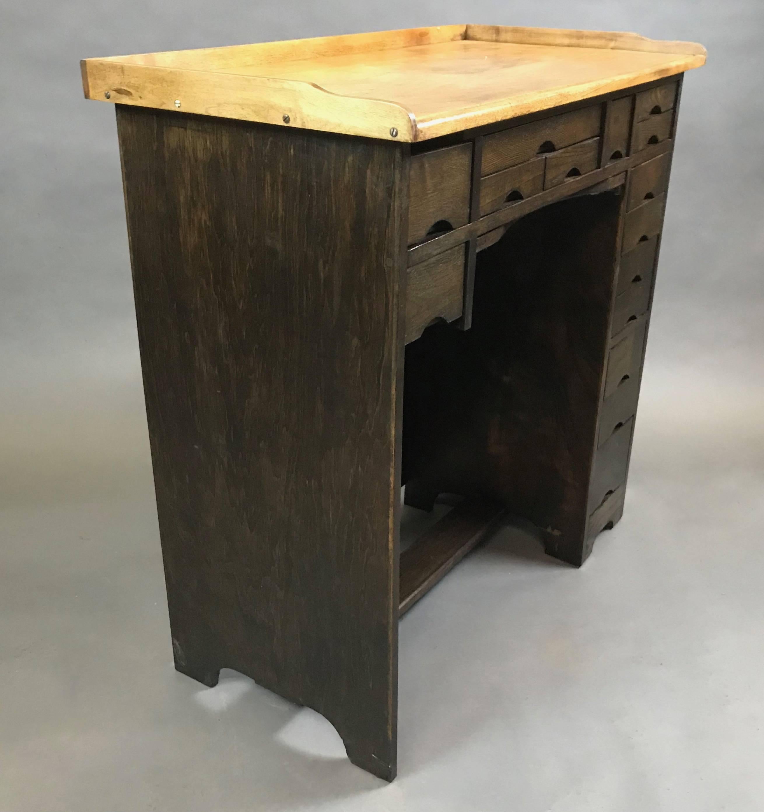 American Industrial 1920s Two-Tone Maple Watchmaker's Desk