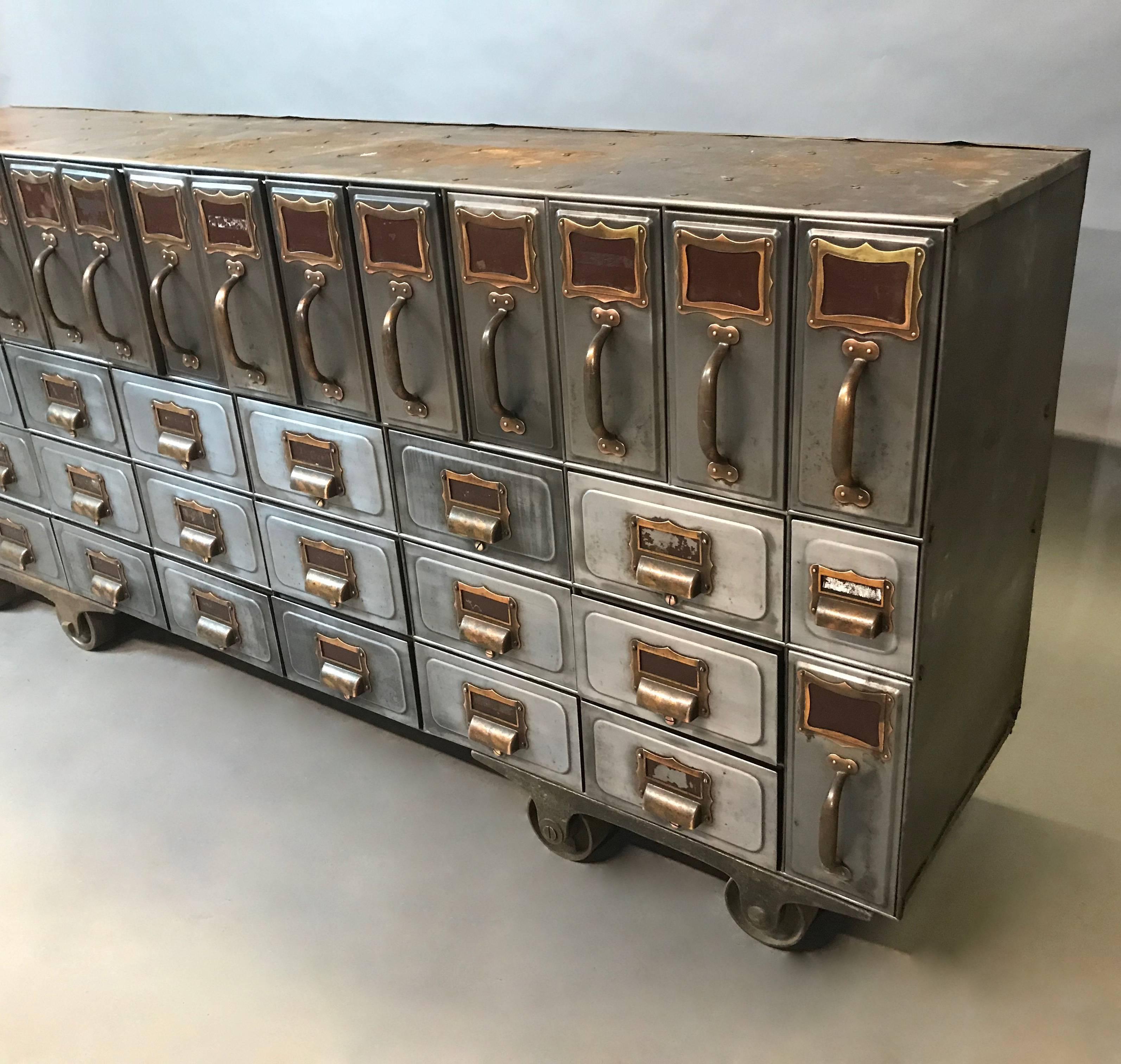 American Industrial Brushed Steel File Storage Console