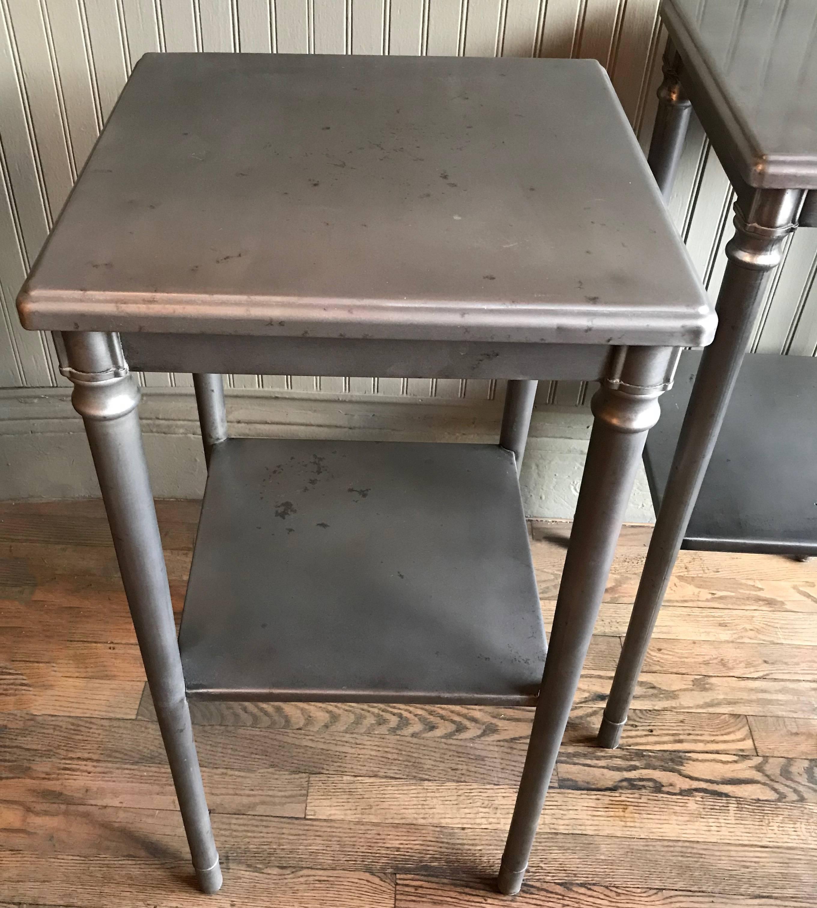 Brushed Steel Nighstands End Tables by Simmons Sheraton Series In Excellent Condition In Brooklyn, NY