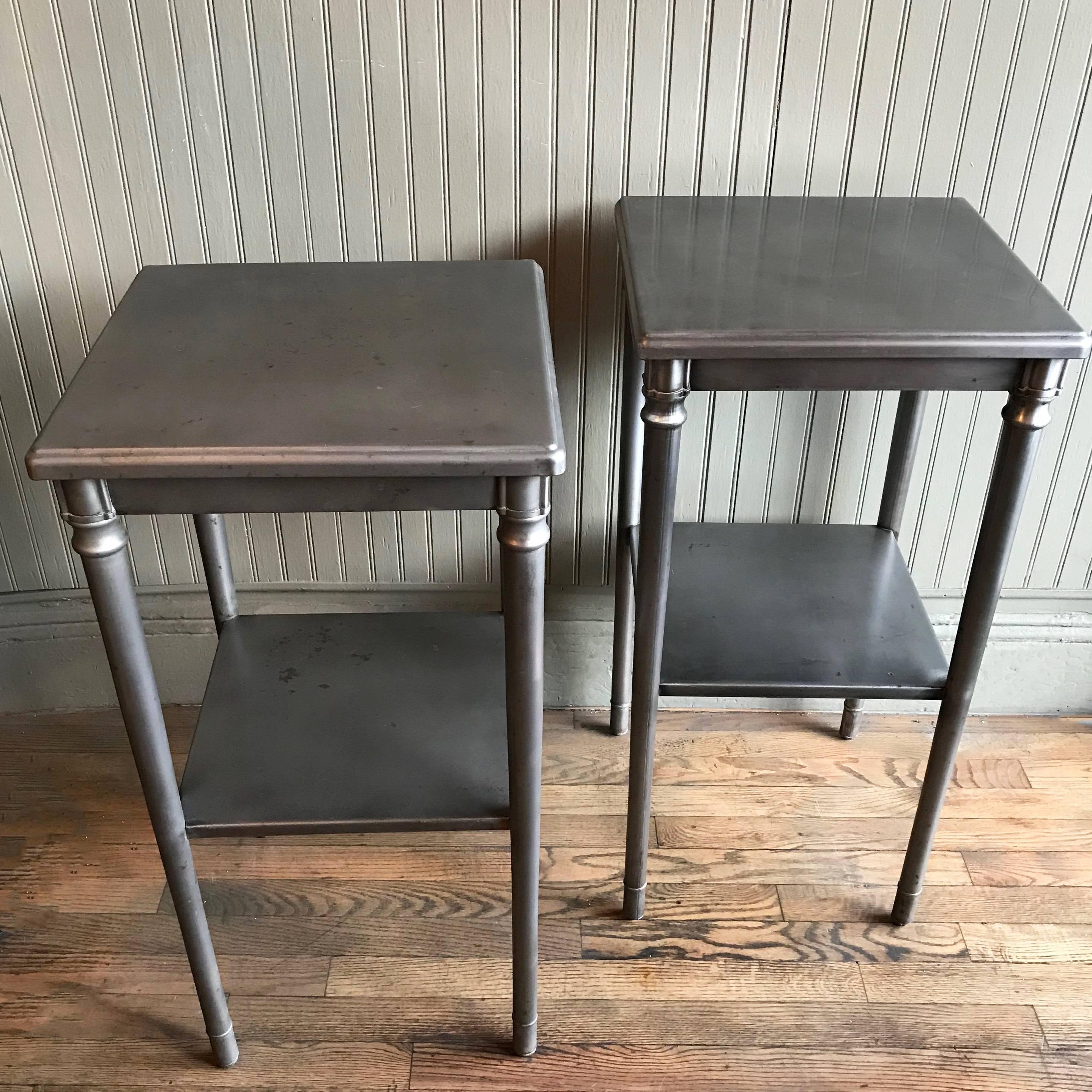 Industrial Brushed Steel Nighstands End Tables by Simmons Sheraton Series
