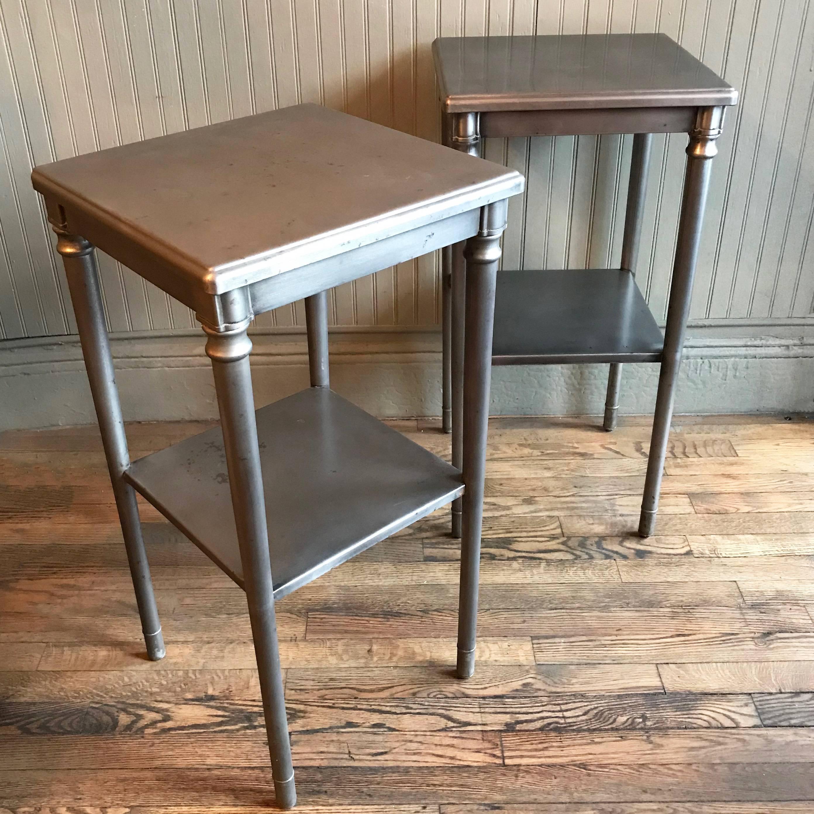American Brushed Steel Nighstands End Tables by Simmons Sheraton Series