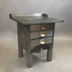 Industrial Brushed Steel and Brass Printer's Work Station by Allsteel