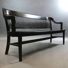 Midcentury Ebonized Oak US Courthouse Armchair Bench