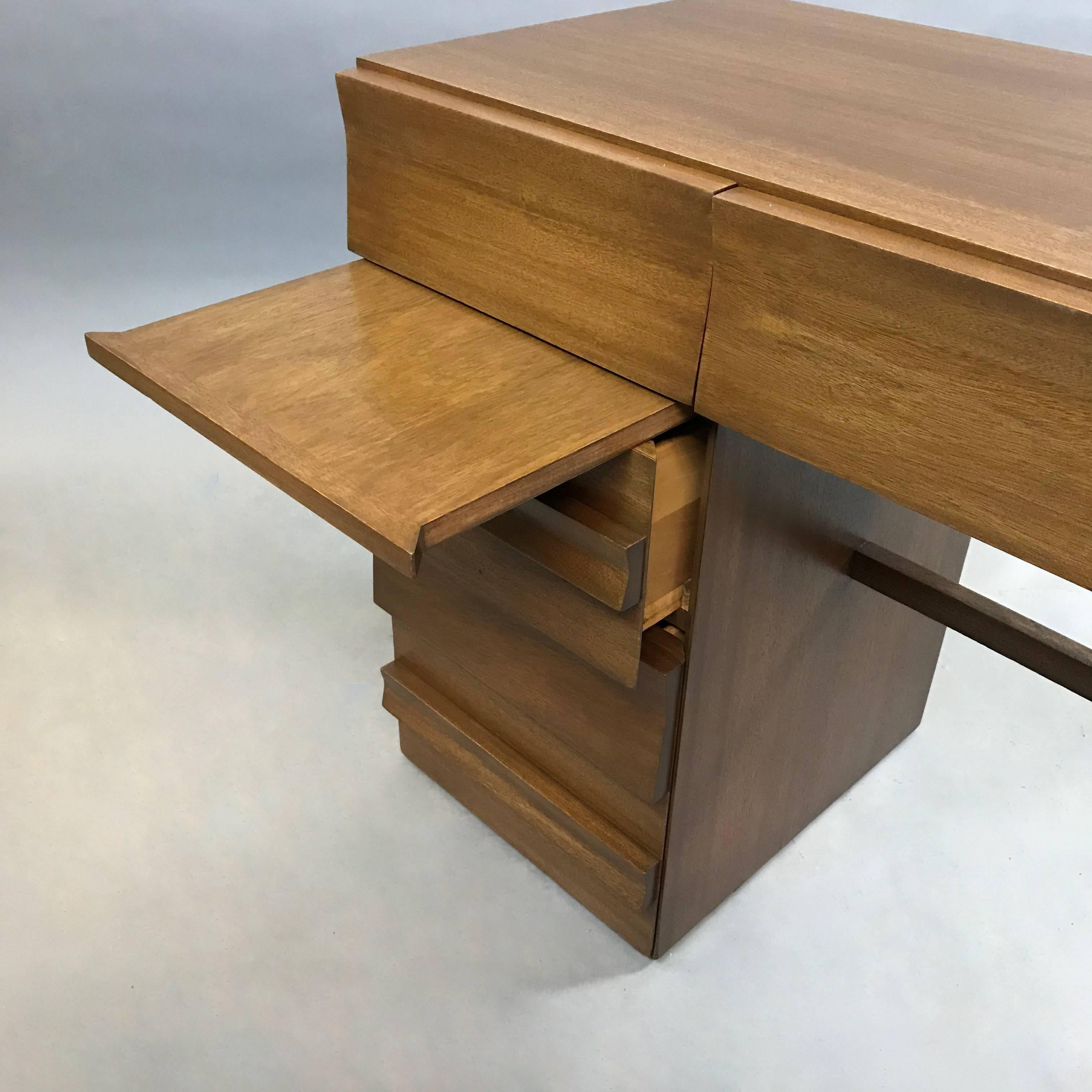 Mid-Century Modern Mahogany X-Base Pedestal Desk 1