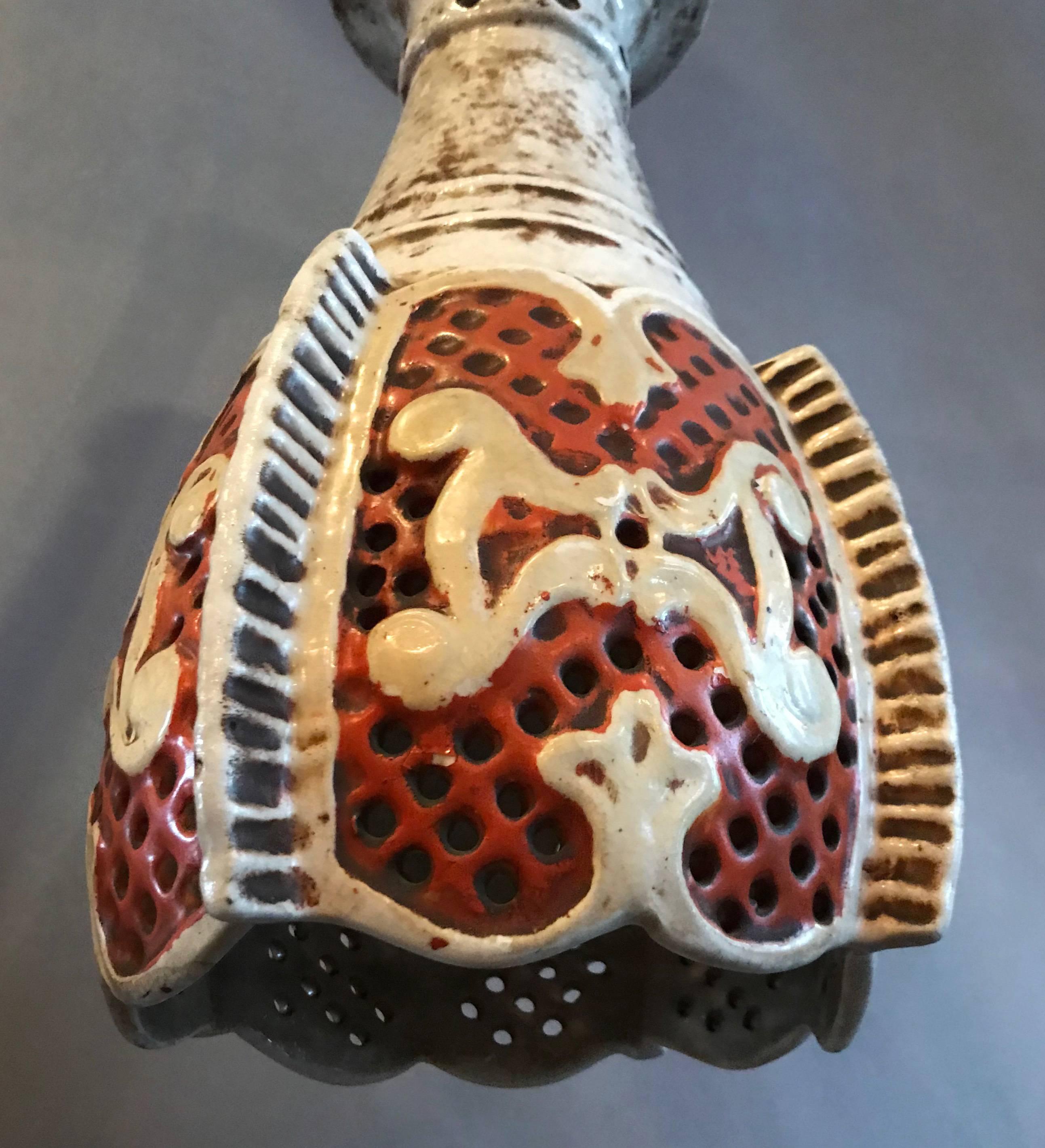 20th Century Midcentury Moorish Ceramic Pendant Light For Sale