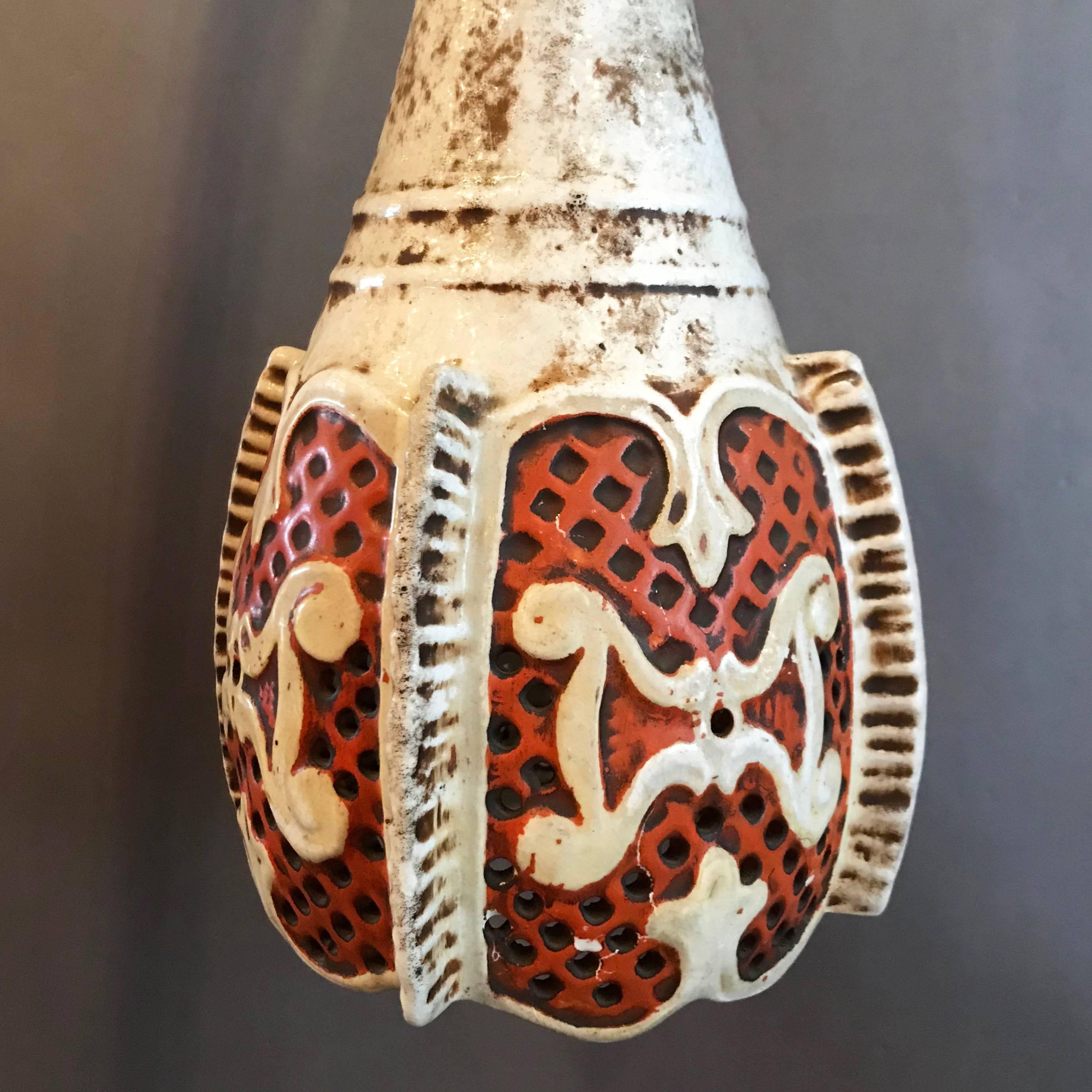Spanish Midcentury Moorish Ceramic Pendant Light For Sale