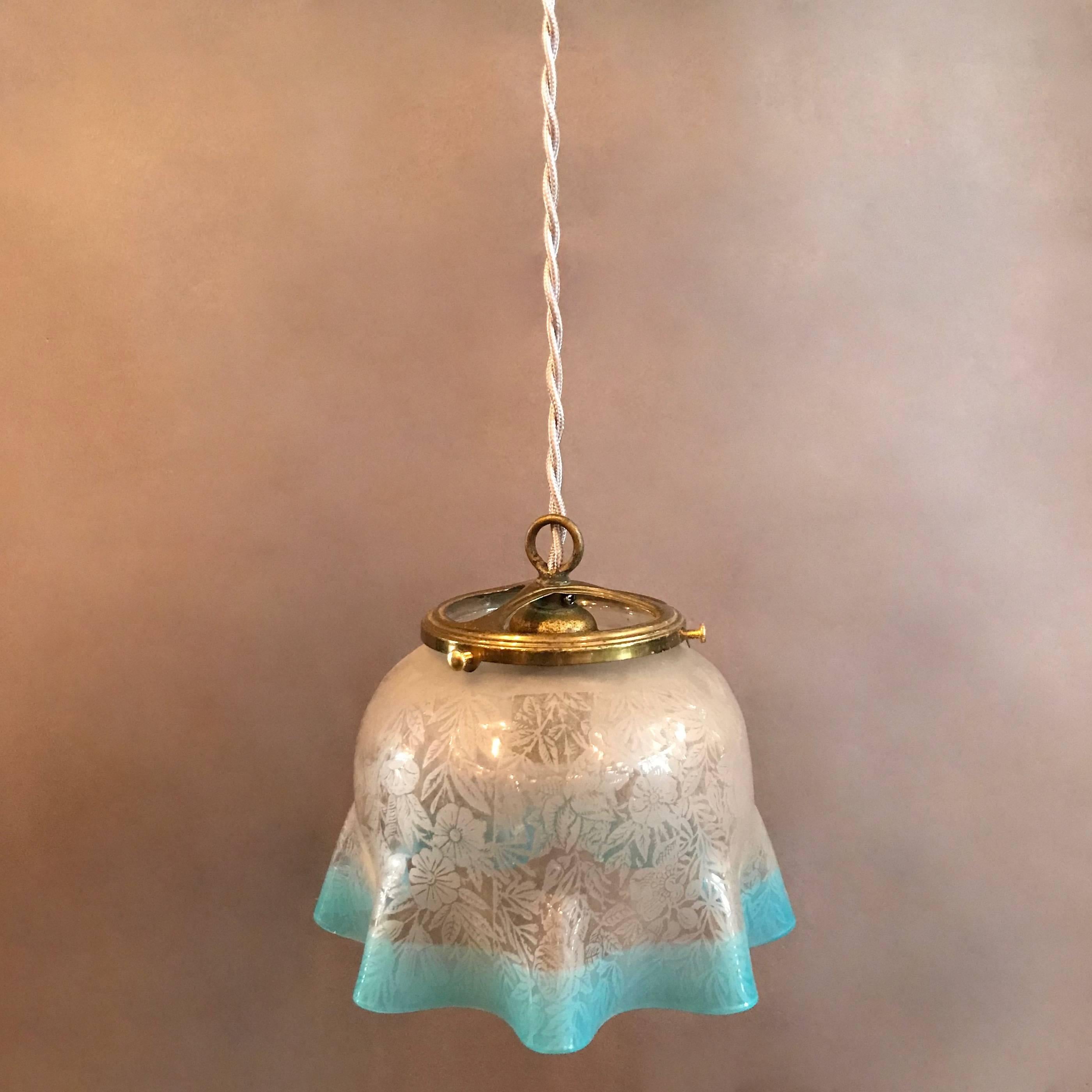 etched glass pendant light