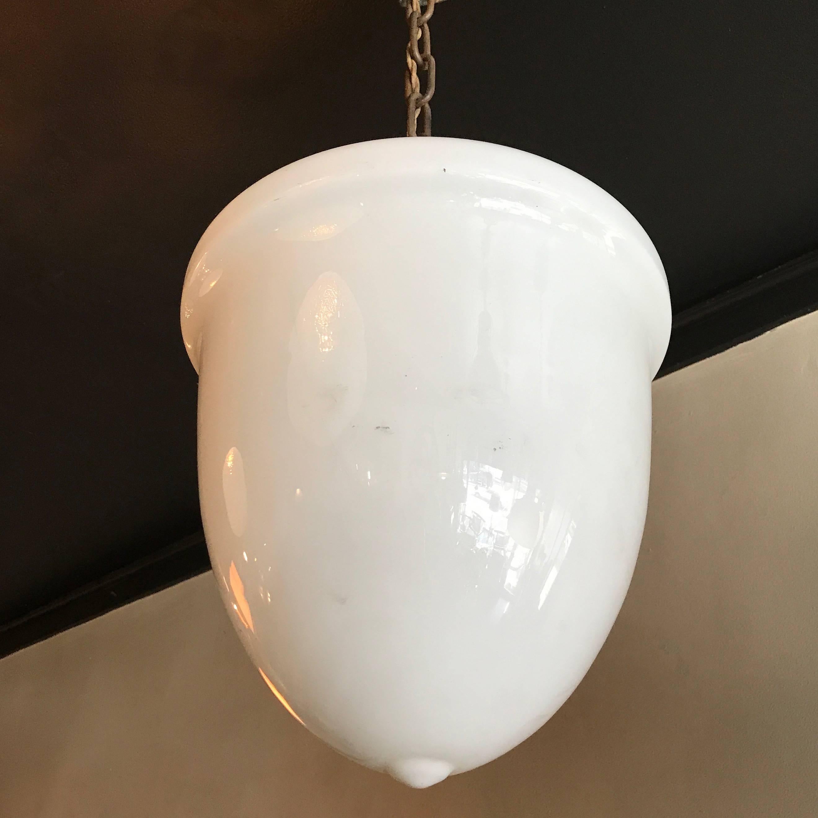 large milk glass pendant light