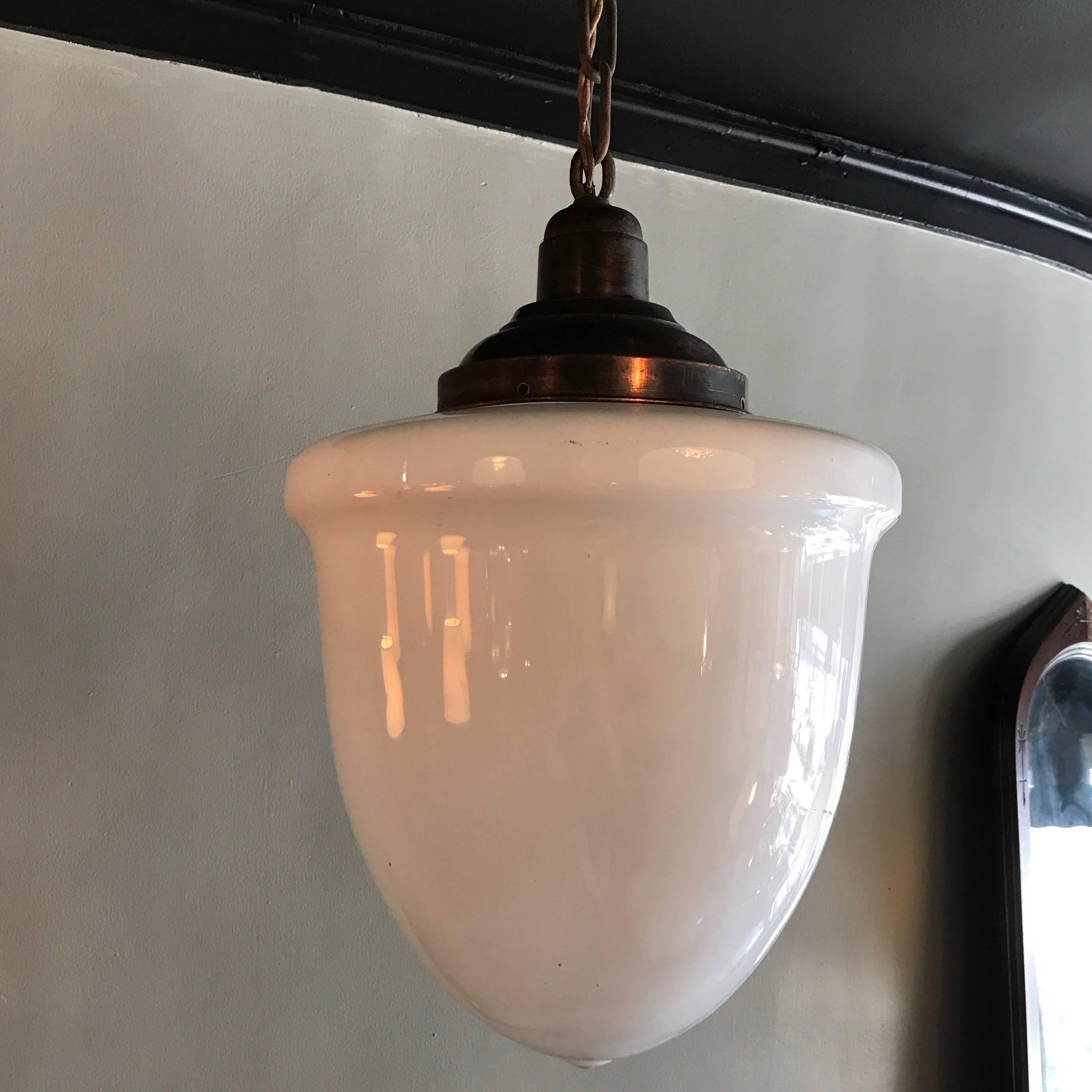 art deco milk glass pendant light