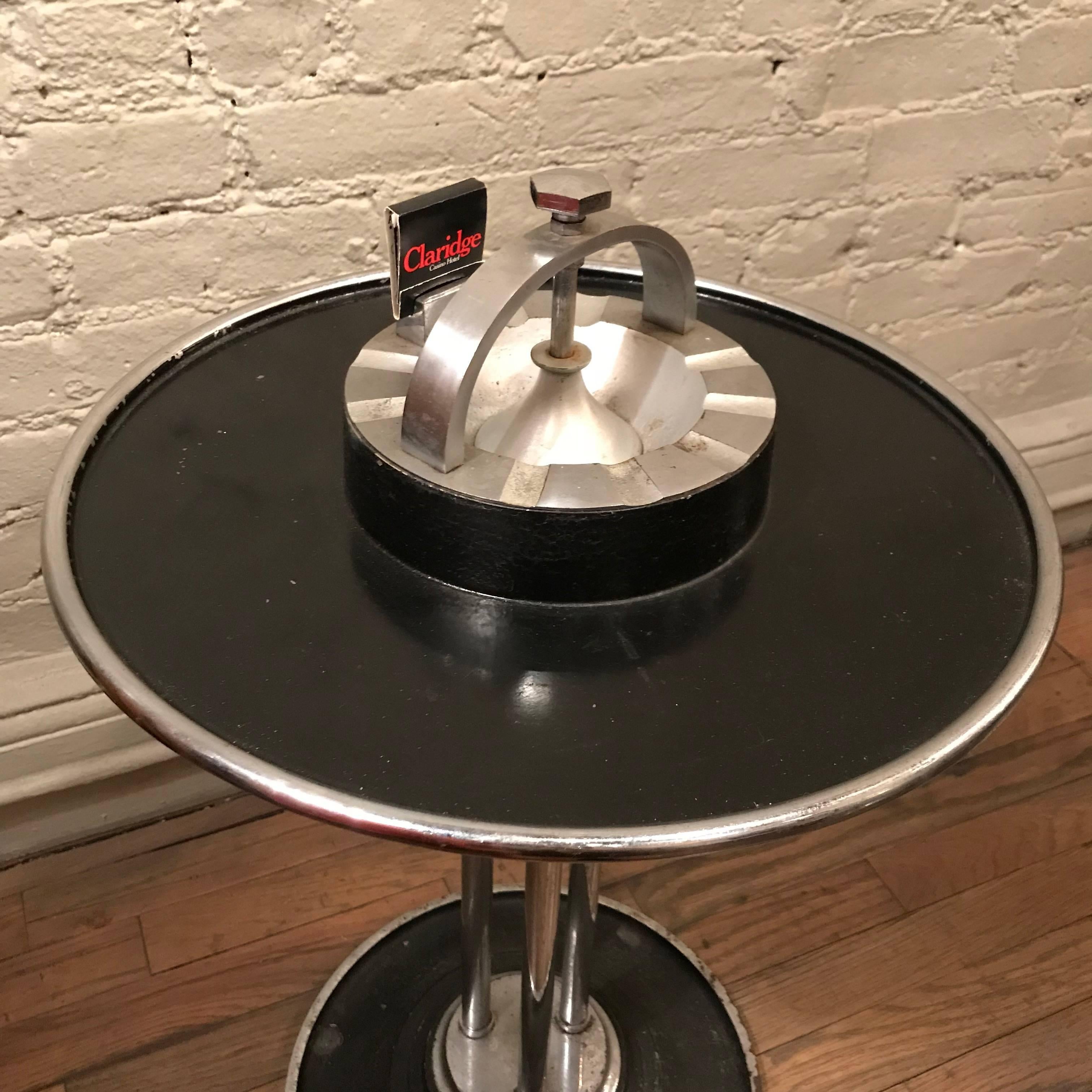 American Climax Streamlined Art Deco Train Car Cocktail Smoker Stand Ashtray Side Table