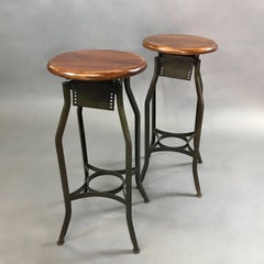 Pair of Industrial Height Adjustable Toledo Shop Stools