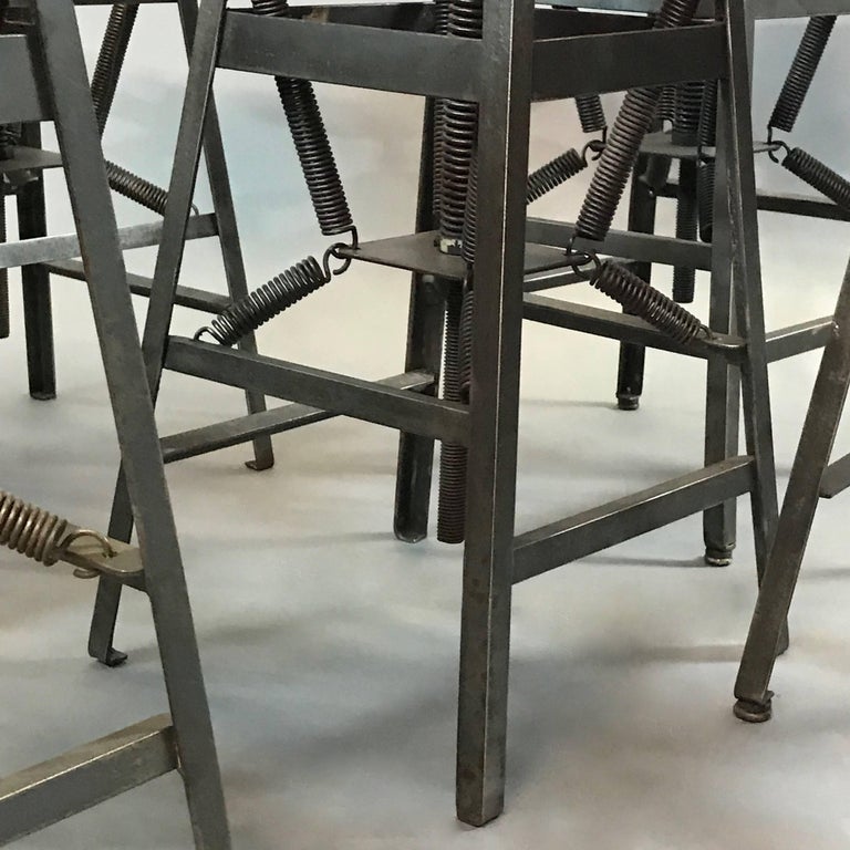 20th Century Industrial Adjustable Drafting Spring Stools by American Cabinet Co. For Sale