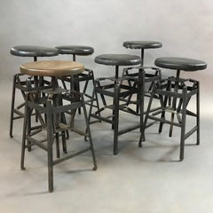 Industrial Adjustable Drafting Spring Stools by American Cabinet Co.