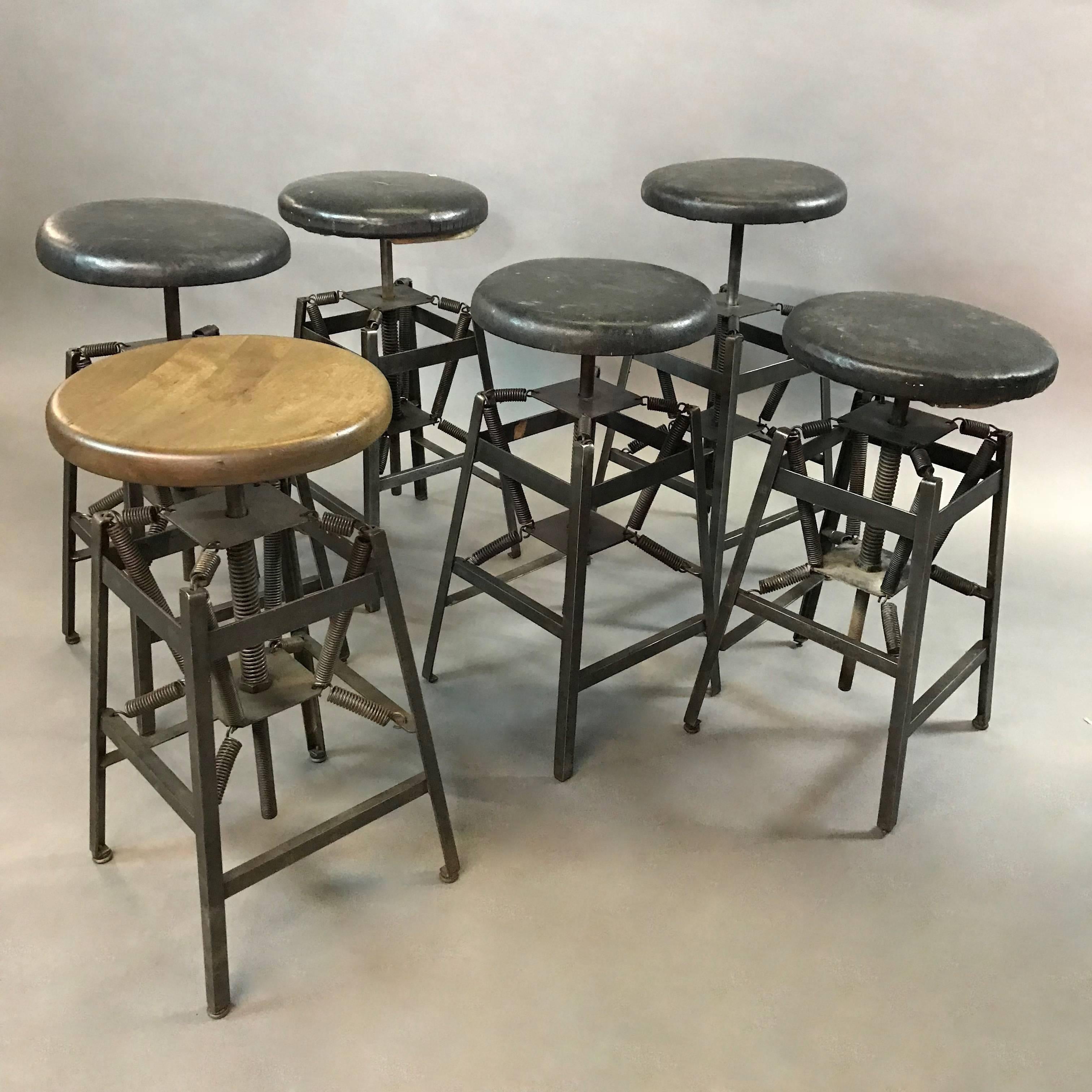Industrial Adjustable Drafting Spring Stools by American Cabinet Co ...