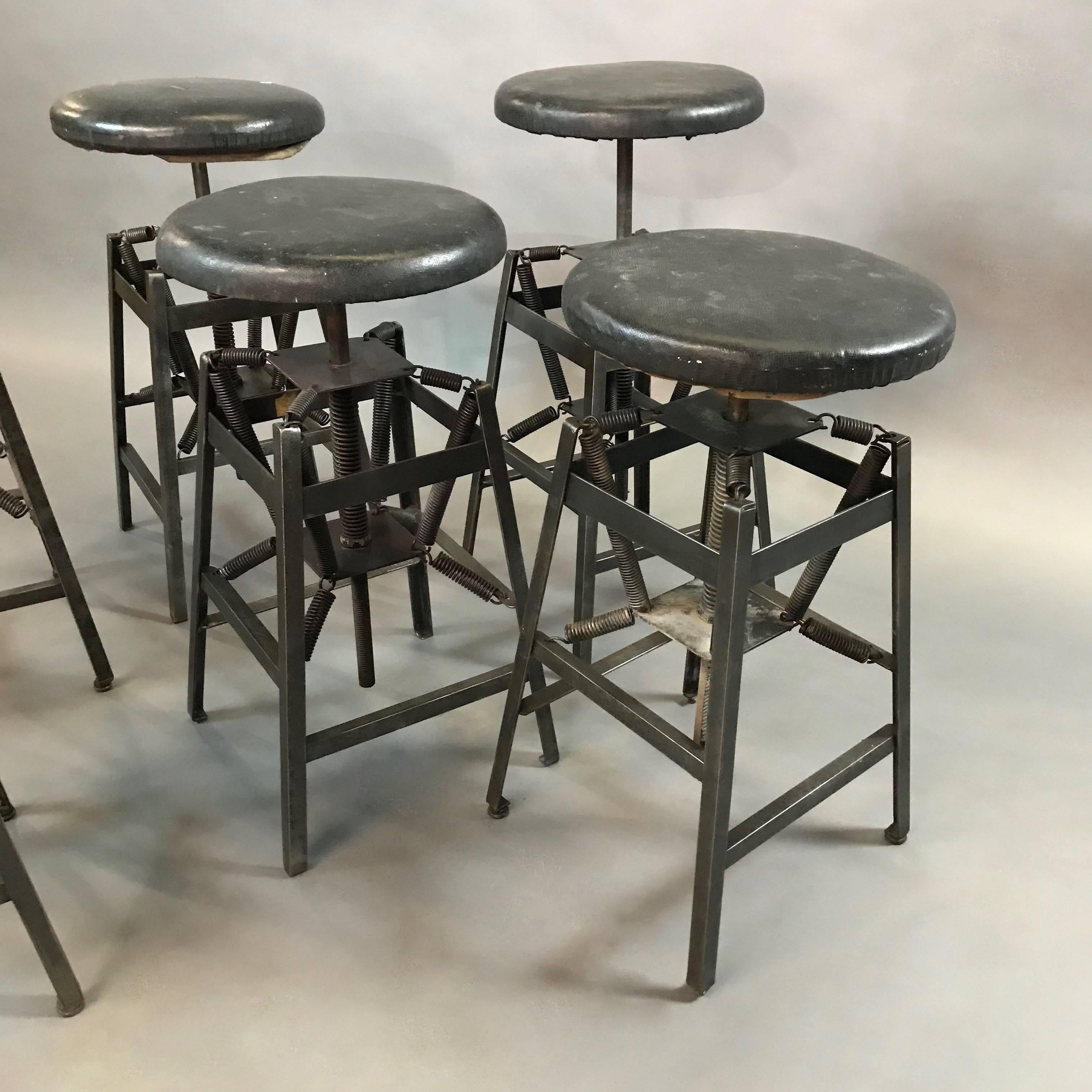 Industrial Adjustable Drafting Spring Stools by American Cabinet Co. For Sale 1