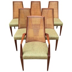 Mid-Century Modern Tall Cane Back Dining Chairs by Grosfeld House