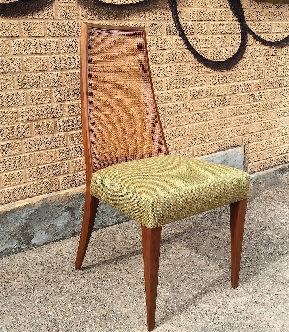 American Mid-Century Modern Tall Cane Back Dining Chairs by Grosfeld House