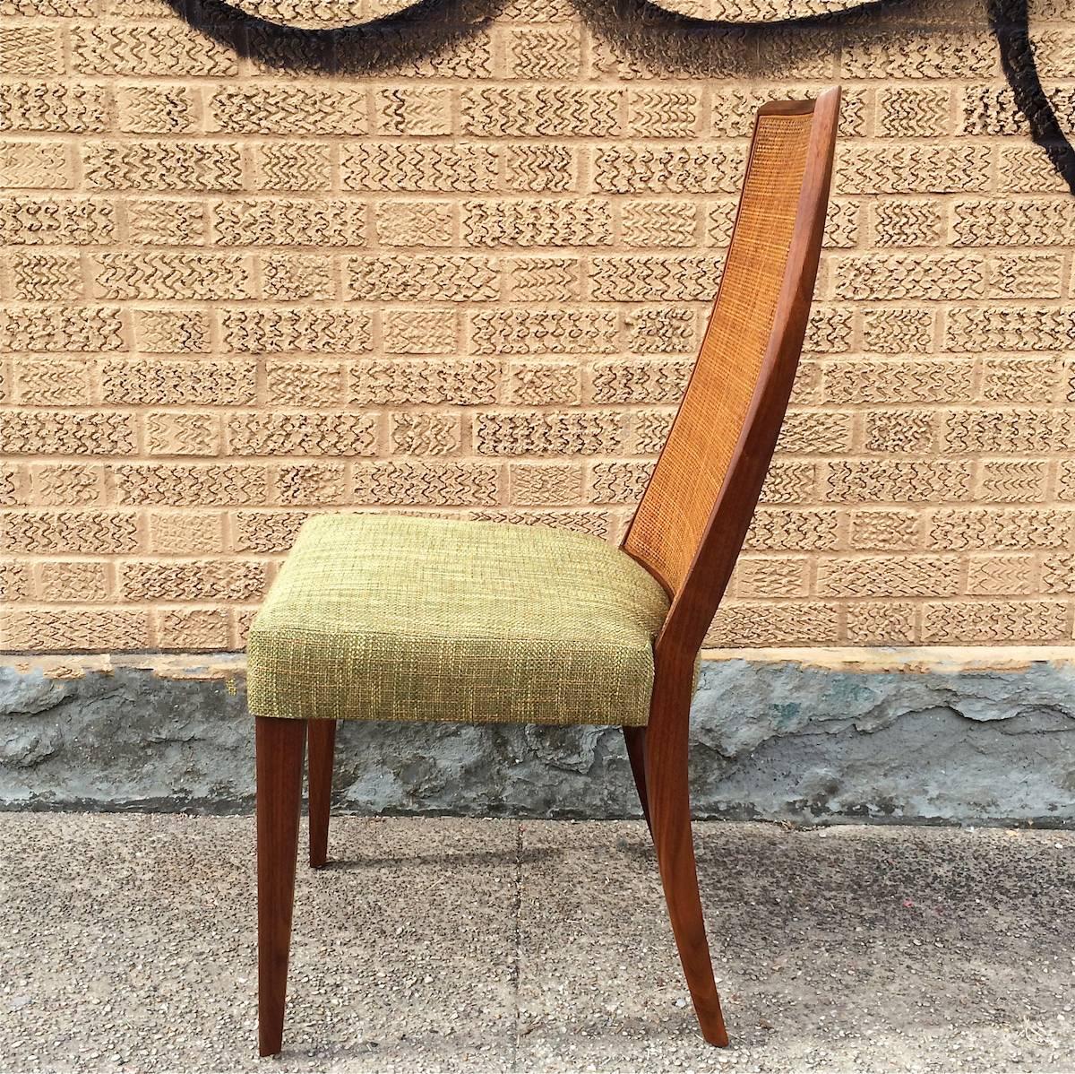 Mid-Century Modern Tall Cane Back Dining Chairs by Grosfeld House In Excellent Condition In Brooklyn, NY