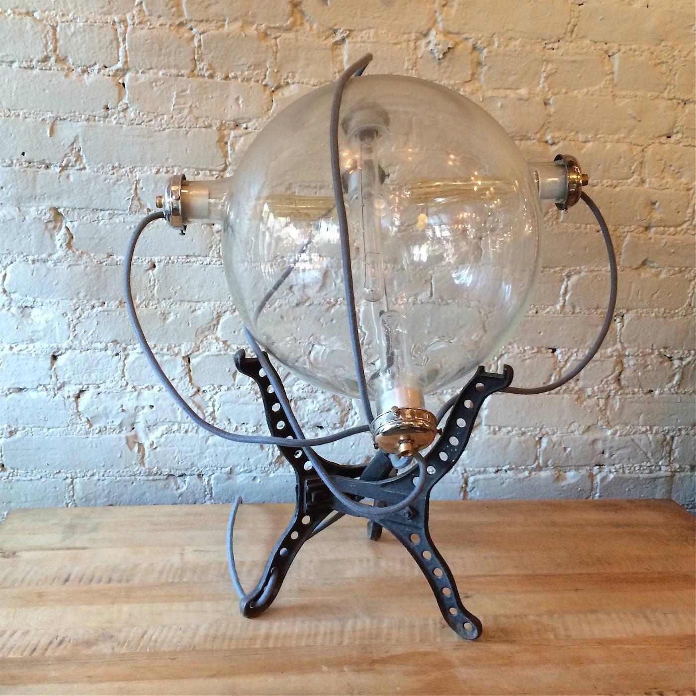 Glass Large Curious Custom Industrial Laboratory Table Lamp