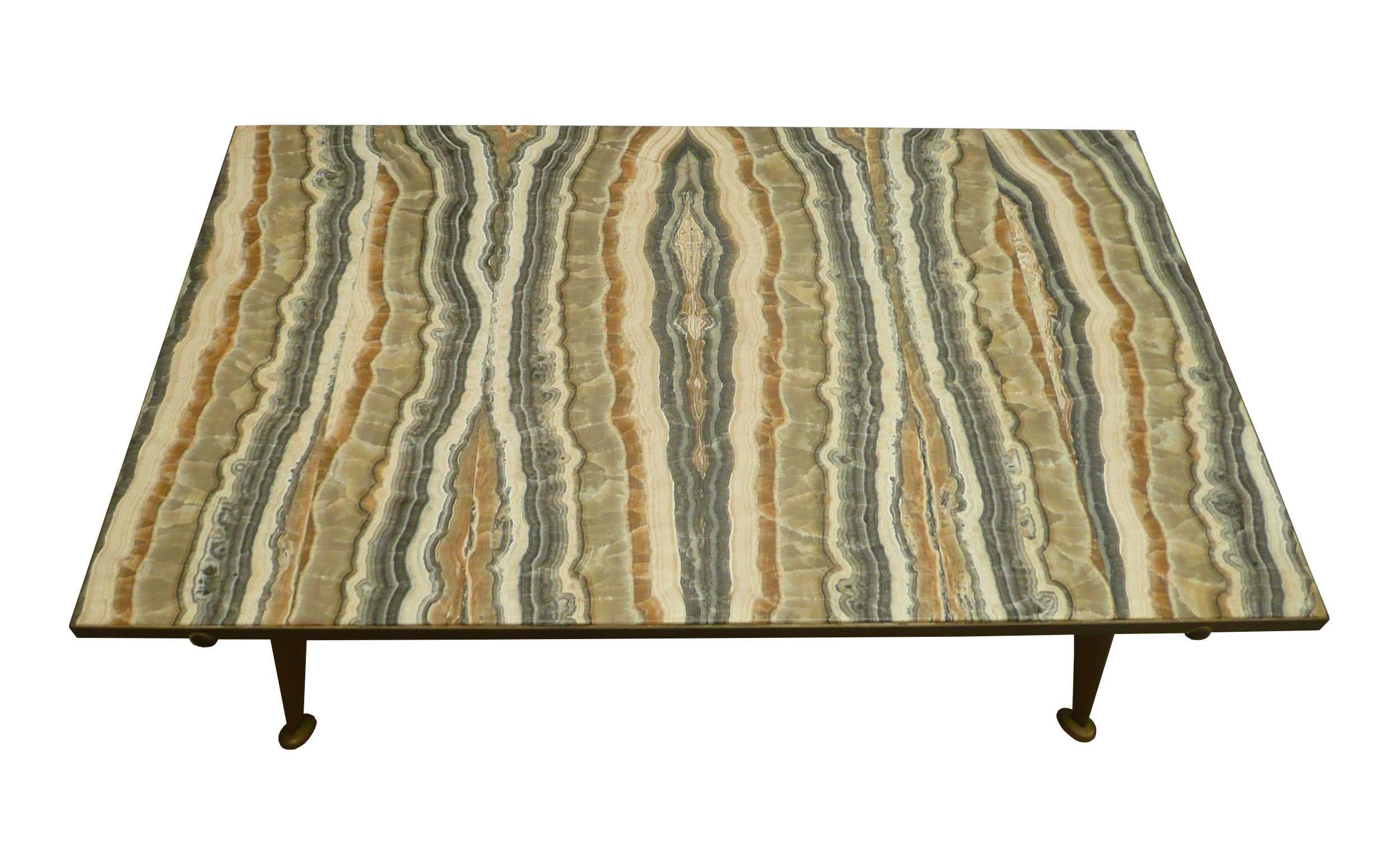 Mid-20th Century Rare Richard Blow for Montici Quartz and Bronze Coffee Table For Sale