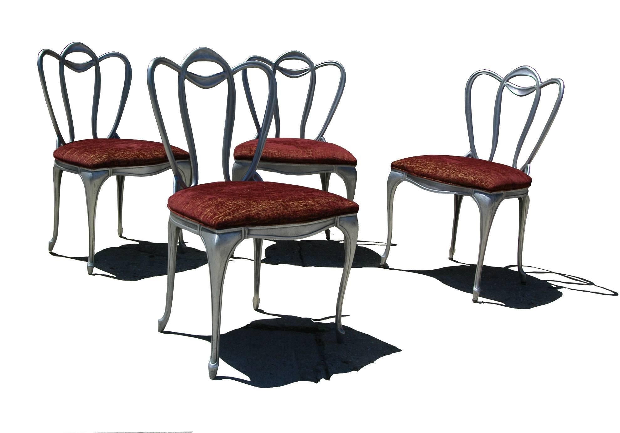 Hollywood Regency Aluminum Chair Set For Sale 5