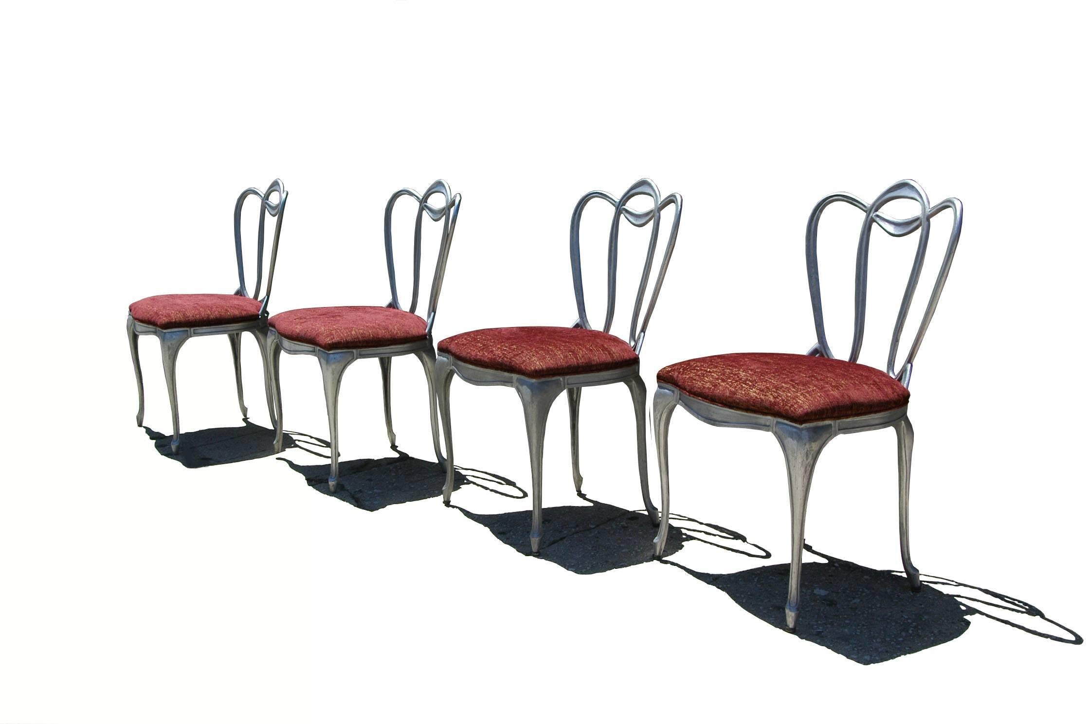 Hollywood Regency Aluminum Chair Set For Sale 6