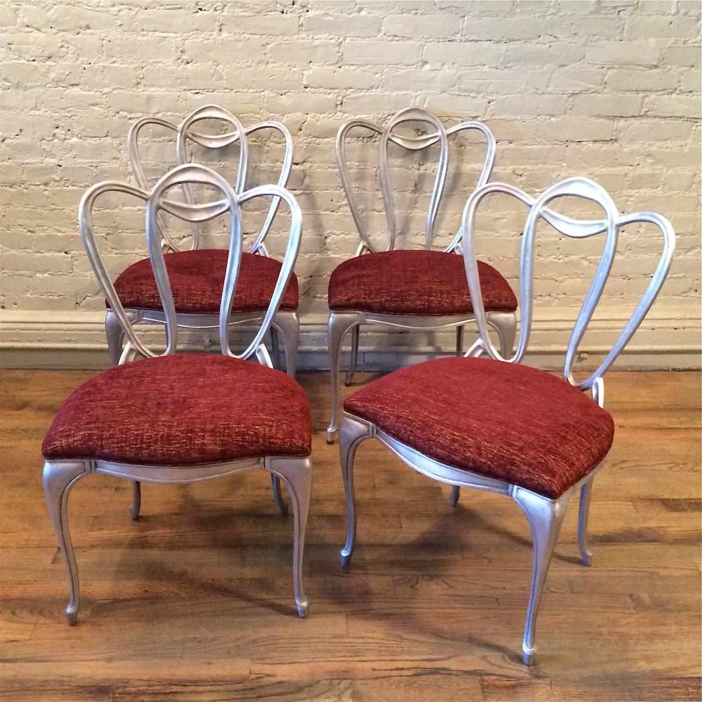Américain Ensemble de chaises en aluminium Hollywood Regency en vente