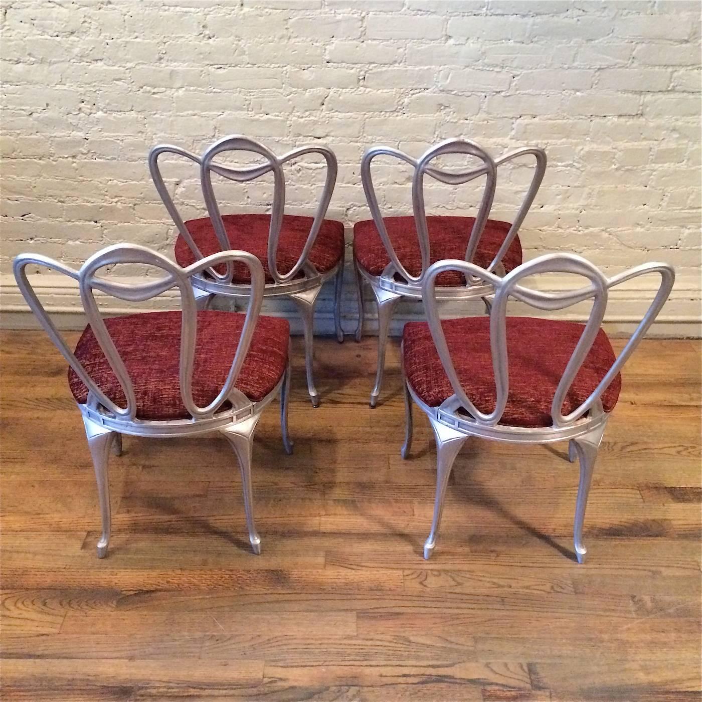 Hollywood Regency Aluminum Chair Set For Sale 1