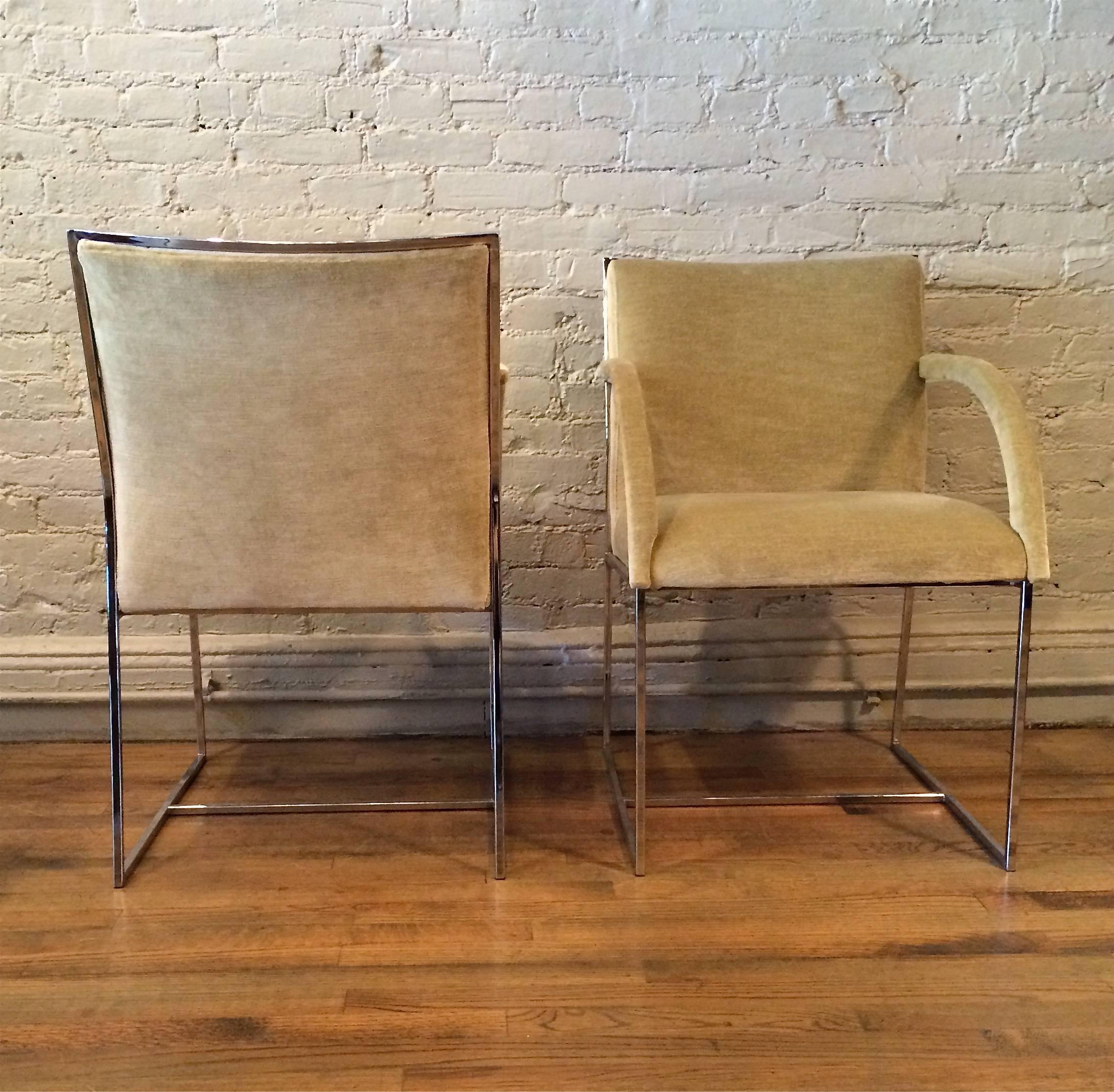 Mid-Century Modern Chrome Armchairs in the Style of Milo Baughman In Good Condition In Brooklyn, NY