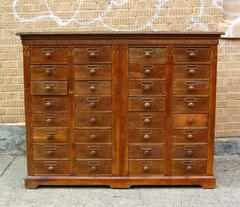 Antique Industrial Oak Apothecary Medicine Cabinet