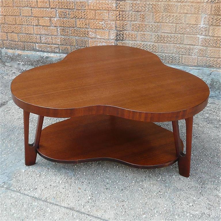 MidCentury Mahogany Clover Shape Coffee Table Attributed To Glibert Rohde at 1stDibs clover