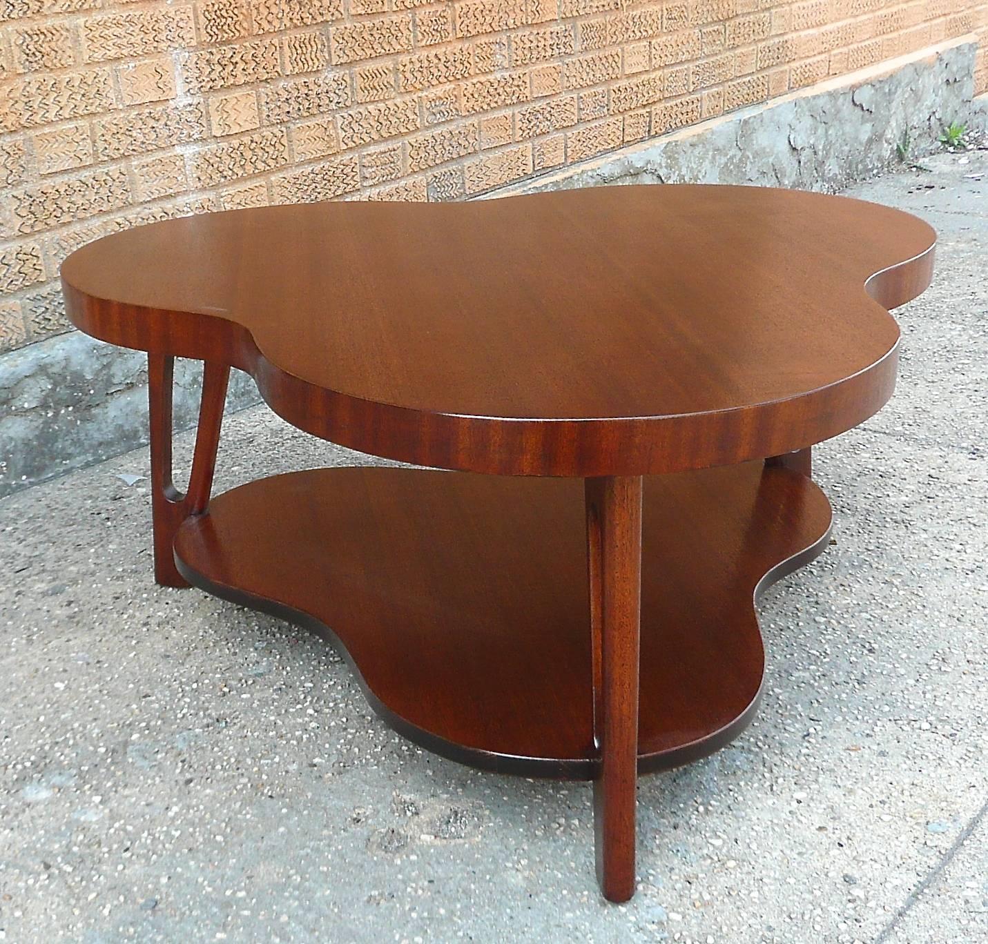 Mid-Century Modern Mid-Century Mahogany Clover Shape Coffee Table Attributed To Glibert Rohde