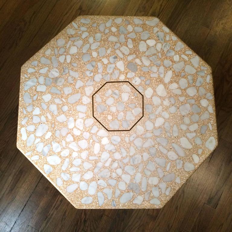 Custom Mid Century Modern Terrazzo Pedestal Side Table By Harvey