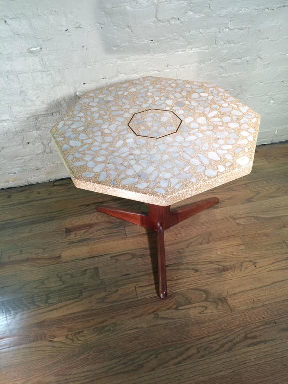 Custom Mid Century Modern Terrazzo Pedestal Side Table By Harvey