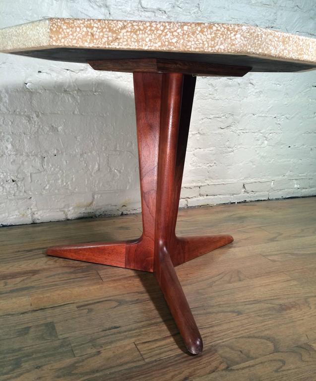 Mid Century Modern Terrazzo Pedestal Side Table By Harvey Probber For