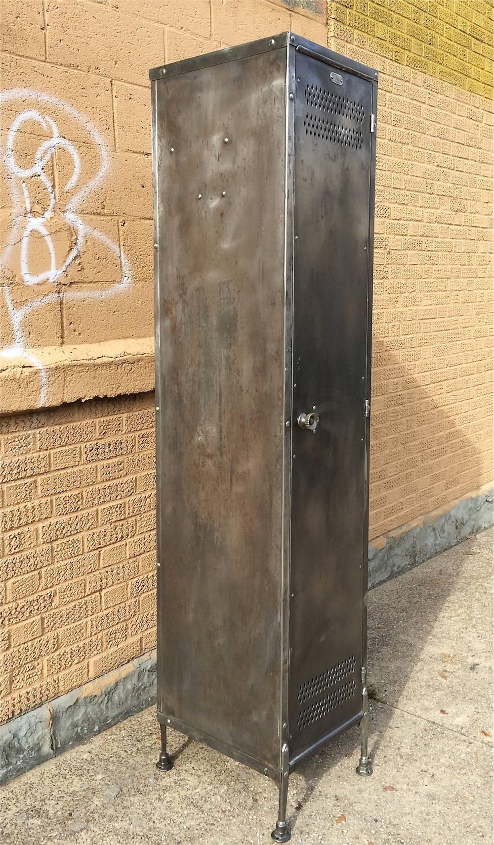 Industrial Brushed Steel Factory Locker In Good Condition In Brooklyn, NY