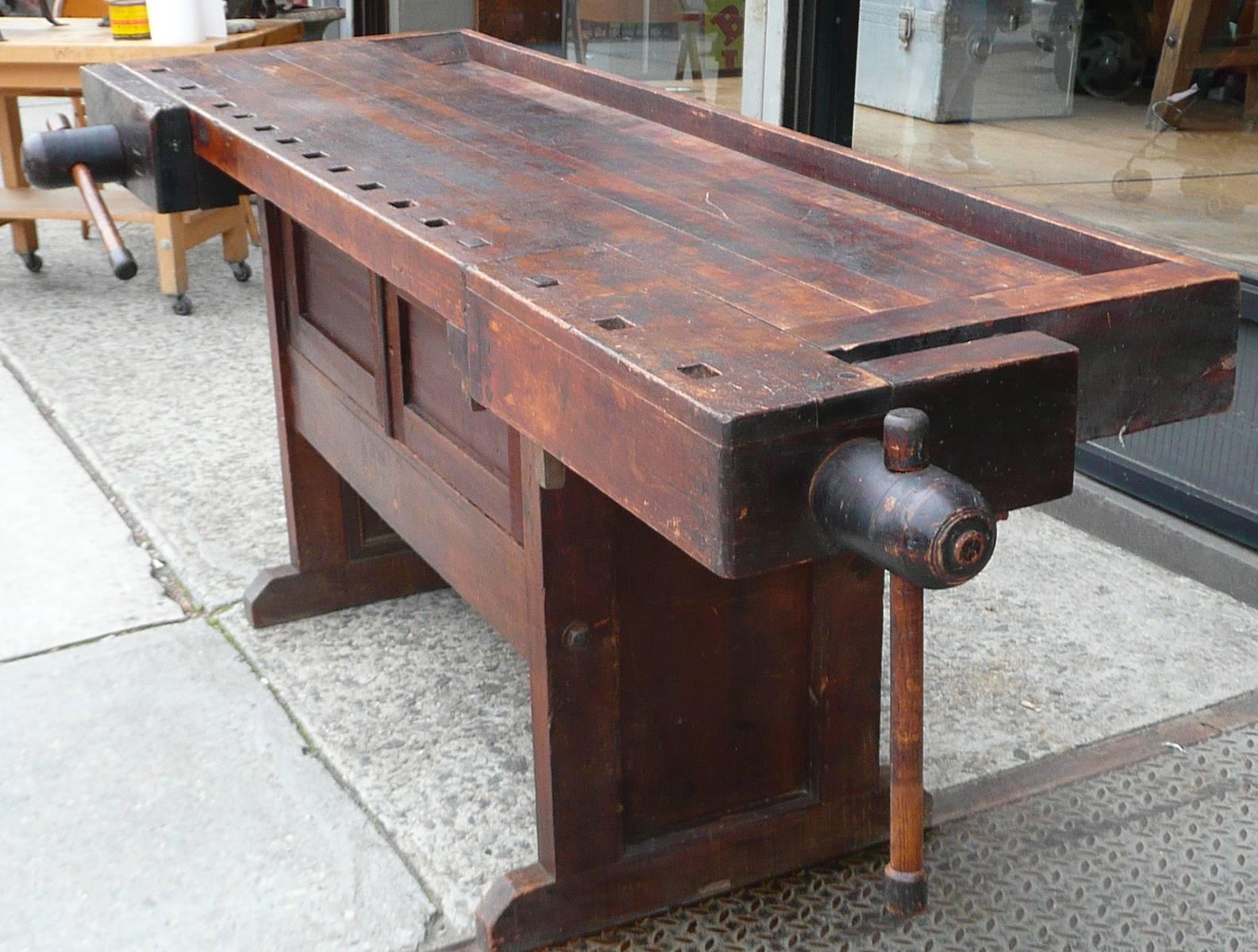 American Industrial Cabinet Maker's Workbench Attributed to Hammacher Schlemmer